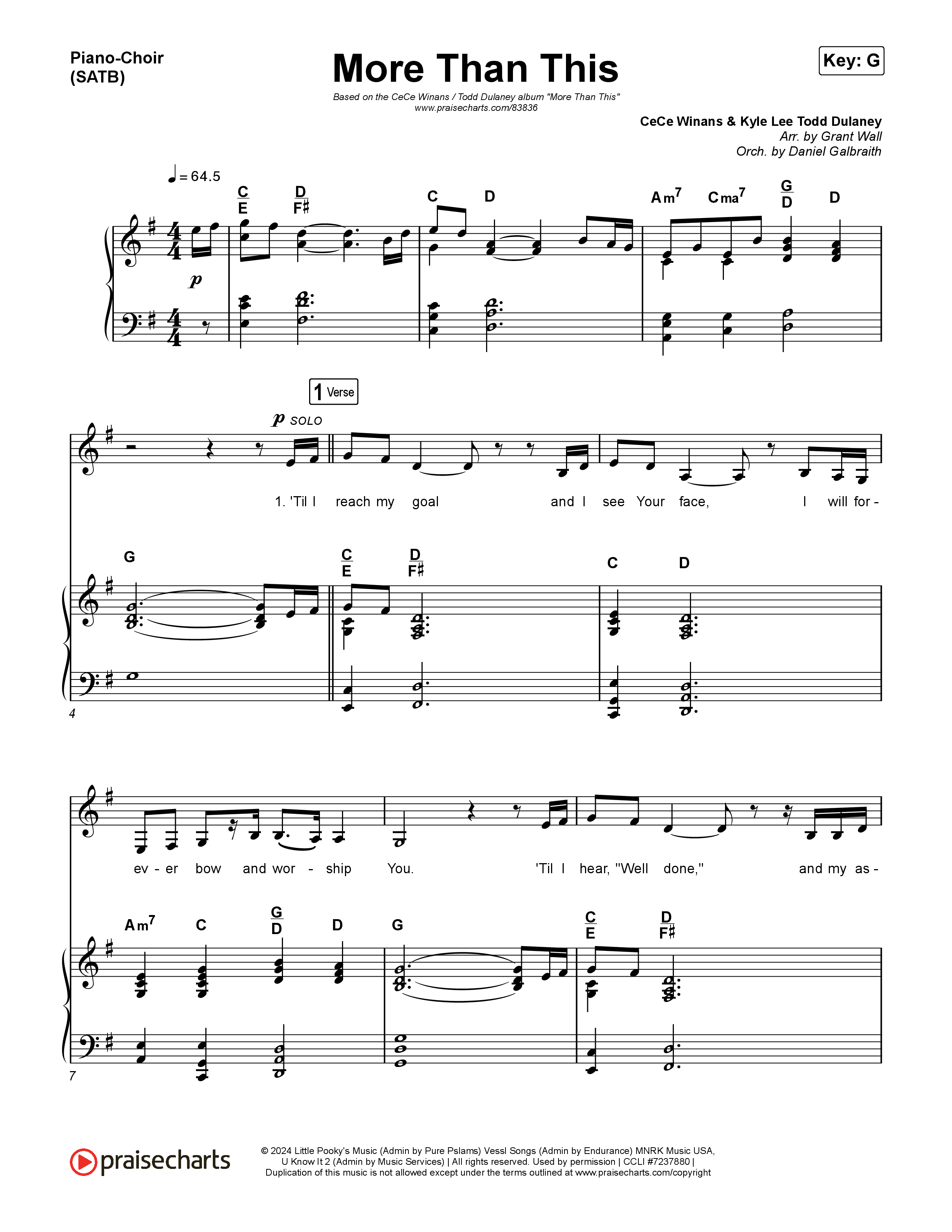 More Than This Piano/Vocal (SATB) (CeCe Winans / Todd Dulaney)