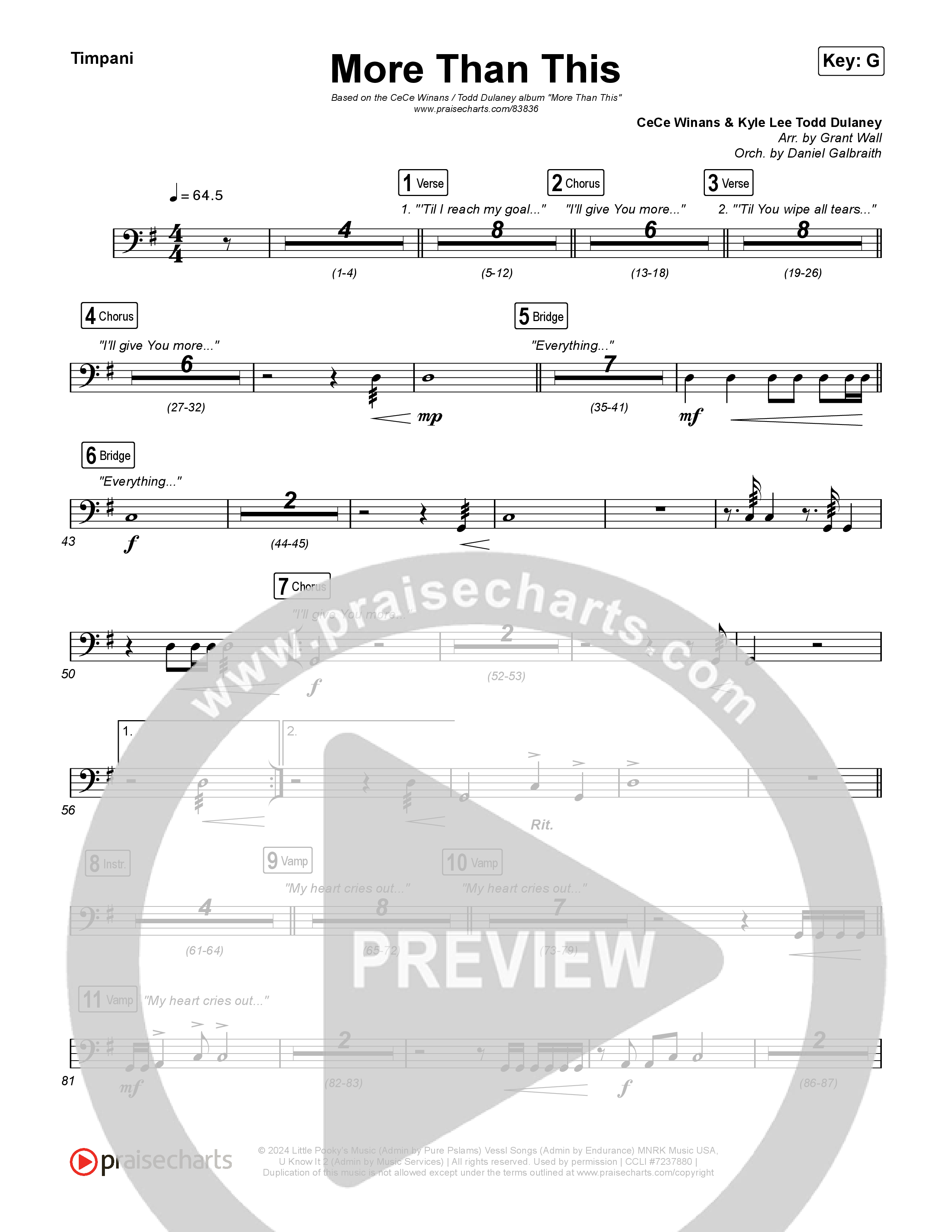 More Than This Timpani (CeCe Winans / Todd Dulaney)