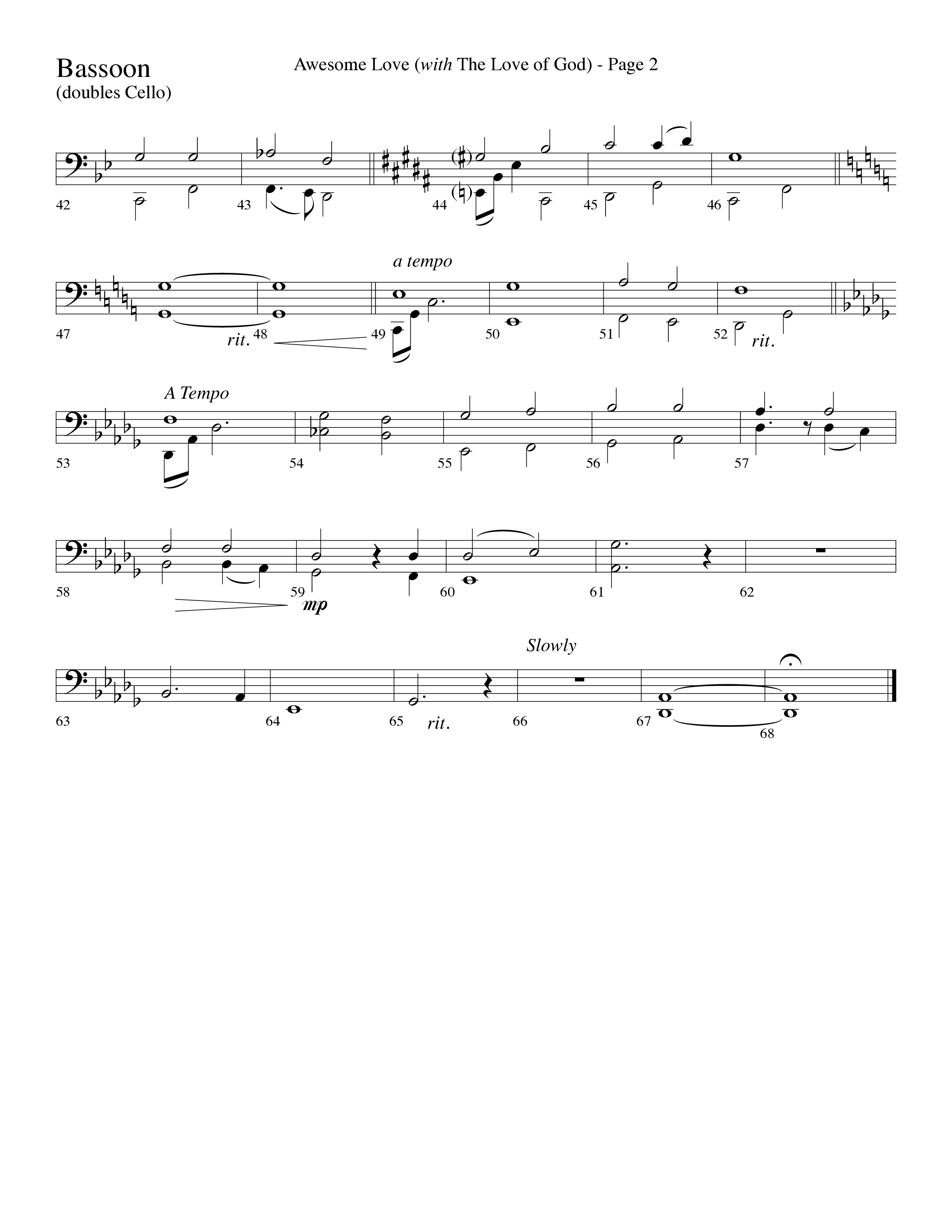 Awesome Love (with The Love Of God) (Choral Anthem SATB) Bassoon (Lifeway Choral / Arr. Dave Williamson)