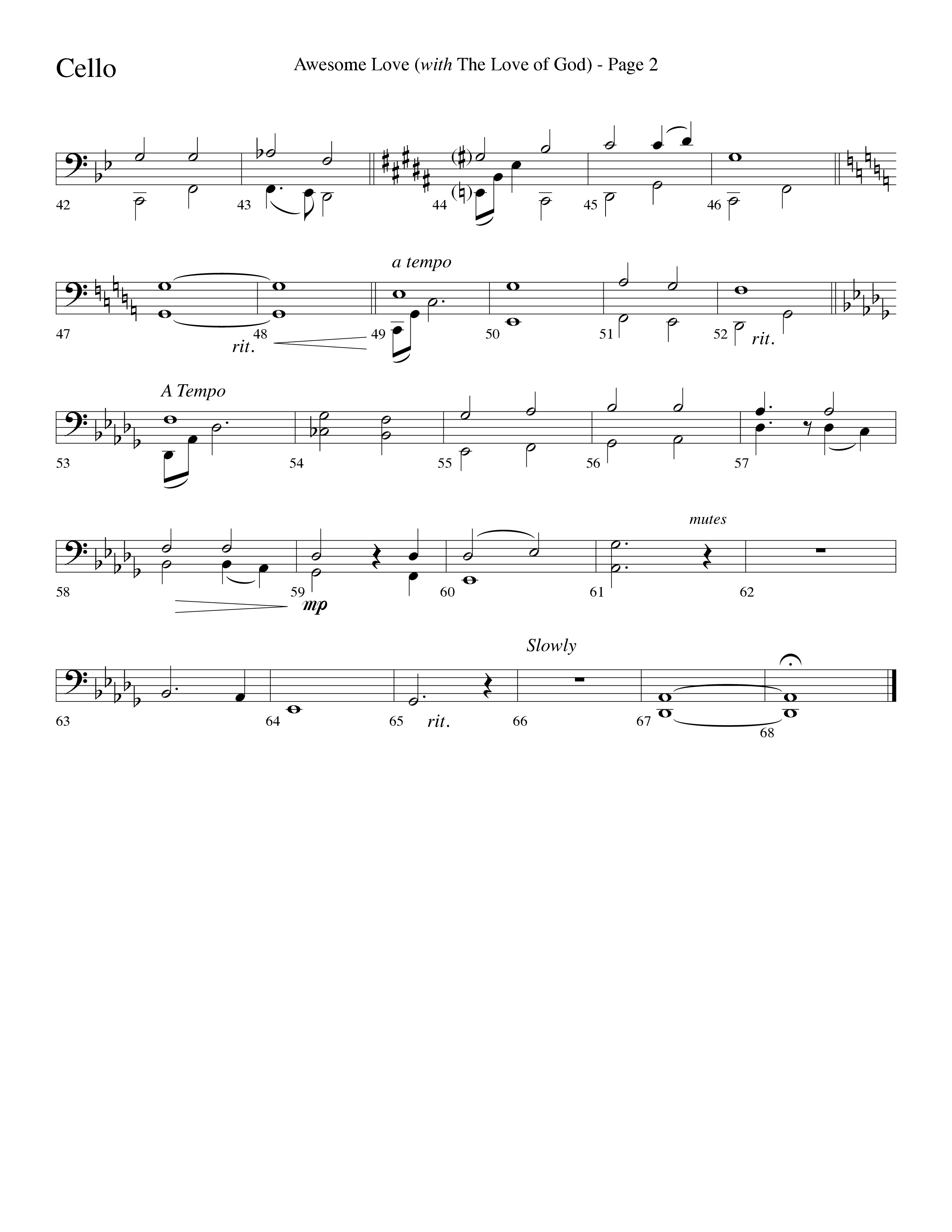 Awesome Love (with The Love Of God) (Choral Anthem SATB) Cello (Lifeway Choral / Arr. Dave Williamson)