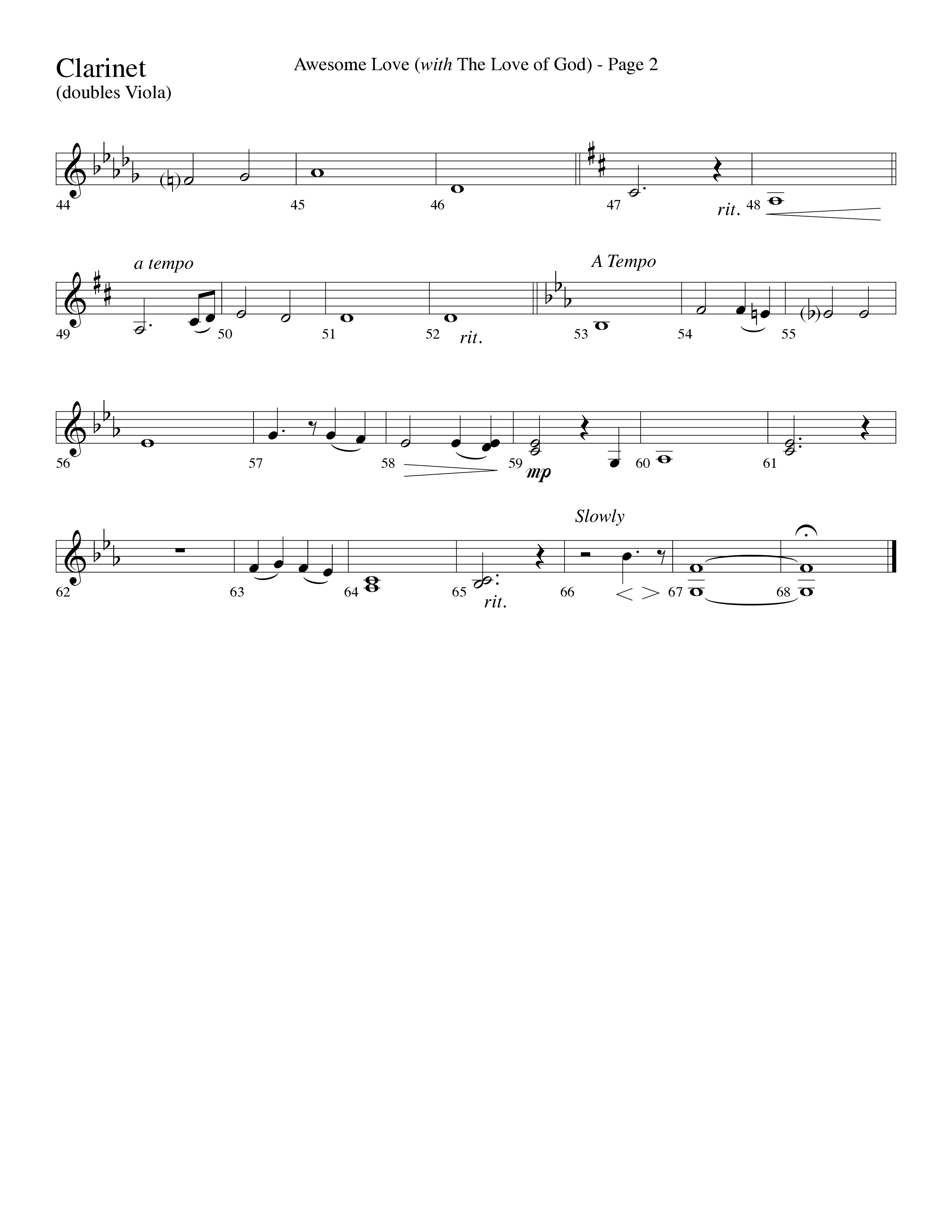 Awesome Love (with The Love Of God) (Choral Anthem SATB) Clarinet (Lifeway Choral / Arr. Dave Williamson)