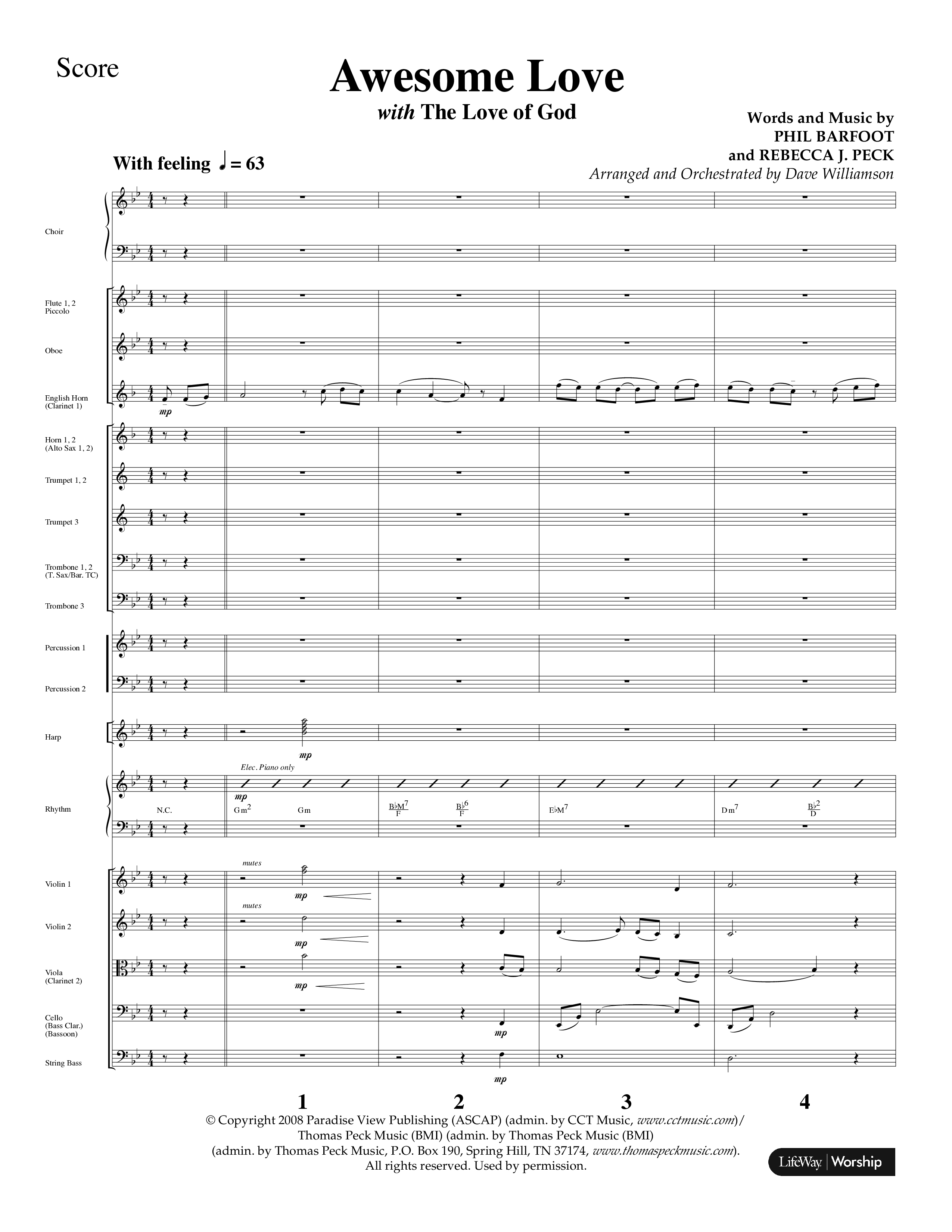 Awesome Love (with The Love Of God) (Choral Anthem SATB) Conductor's Score (Lifeway Choral / Arr. Dave Williamson)