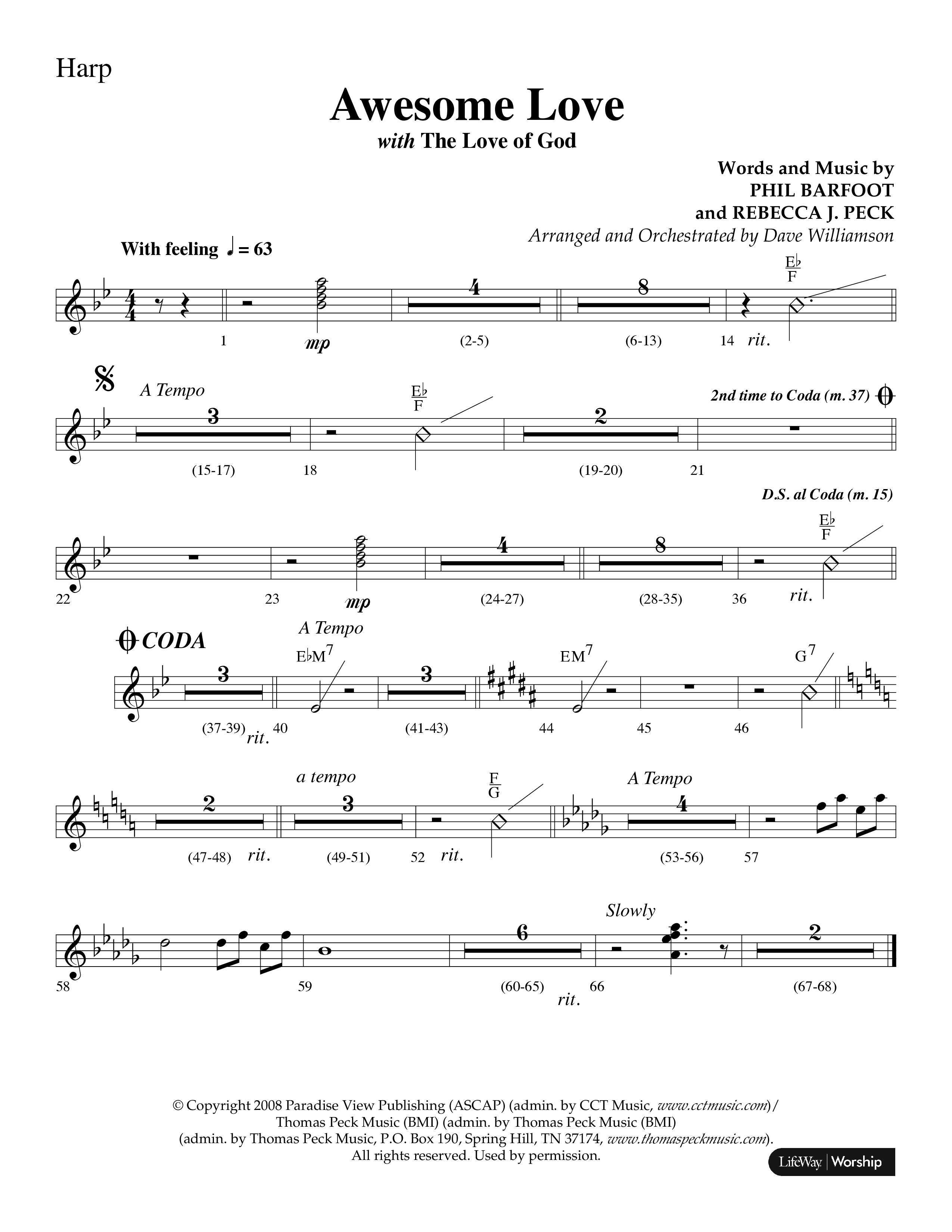 Awesome Love (with The Love Of God) (Choral Anthem SATB) Harp (Lifeway Choral / Arr. Dave Williamson)