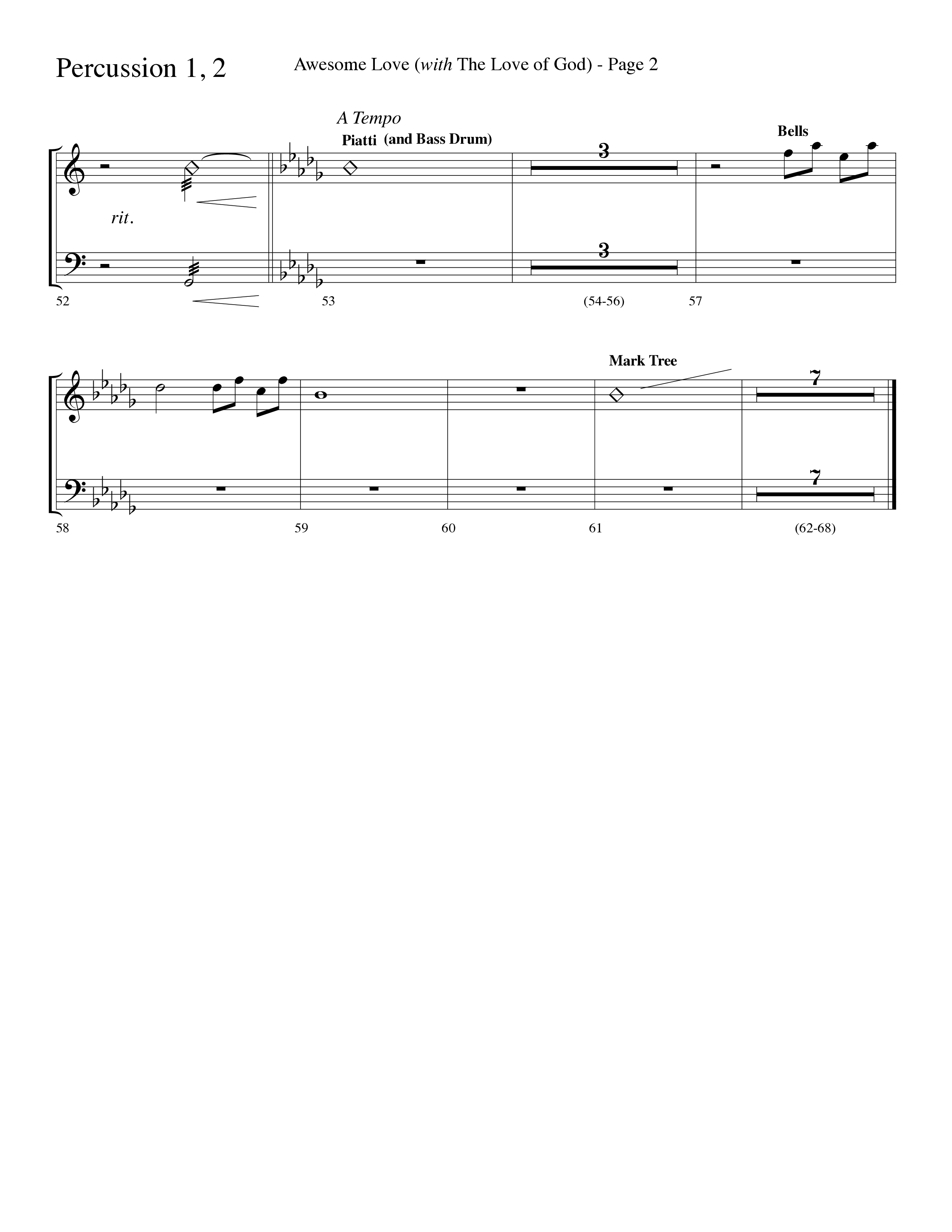 Awesome Love (with The Love Of God) (Choral Anthem SATB) Percussion 1/2 (Lifeway Choral / Arr. Dave Williamson)