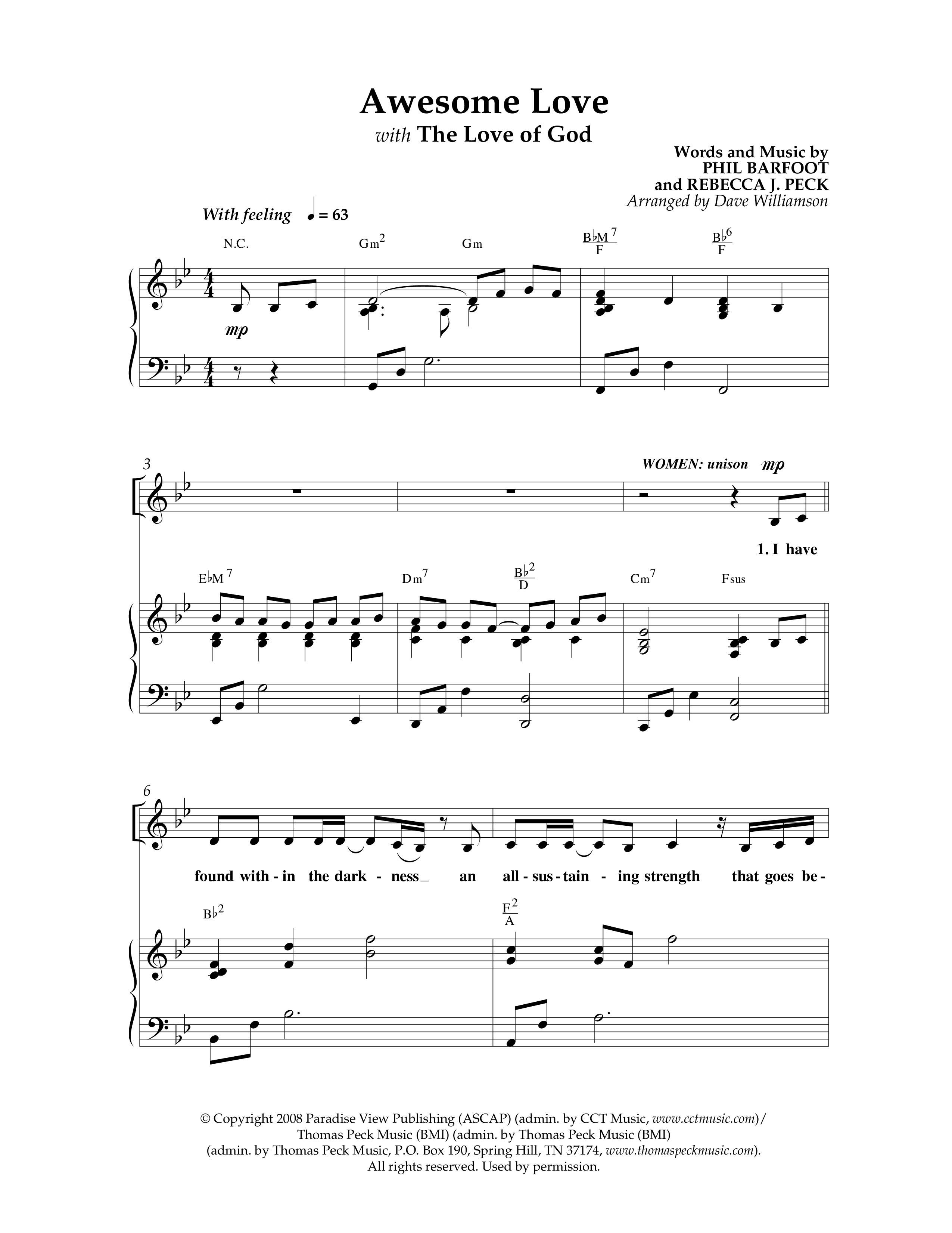 Awesome Love (with The Love Of God) (Choral Anthem SATB) Anthem (SATB/Piano) (Lifeway Choral / Arr. Dave Williamson)