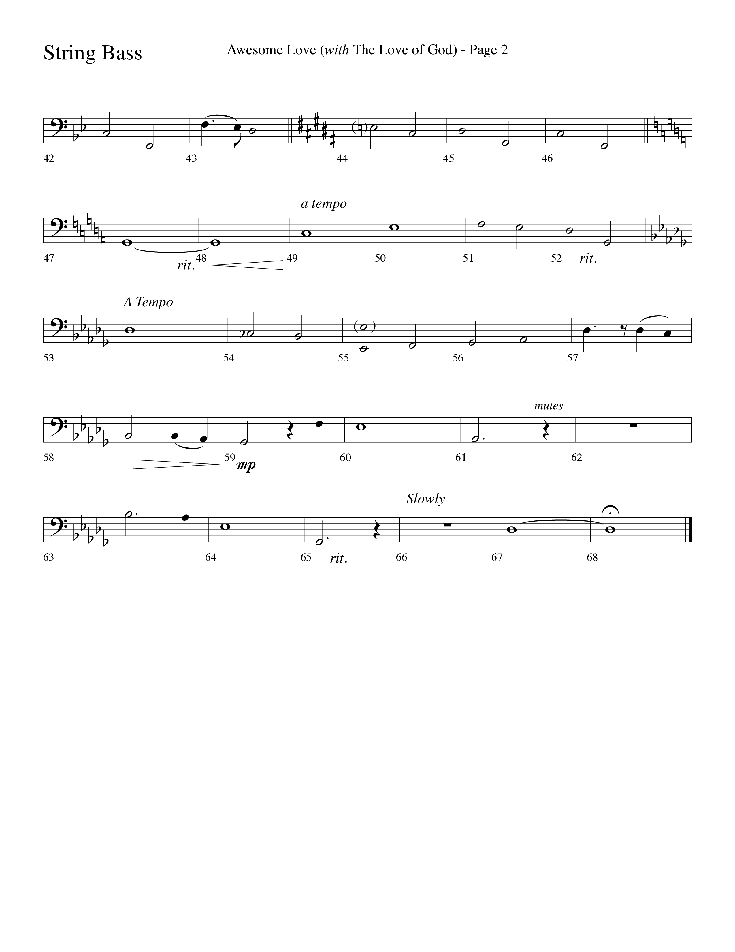 Awesome Love (with The Love Of God) (Choral Anthem SATB) String Bass (Lifeway Choral / Arr. Dave Williamson)