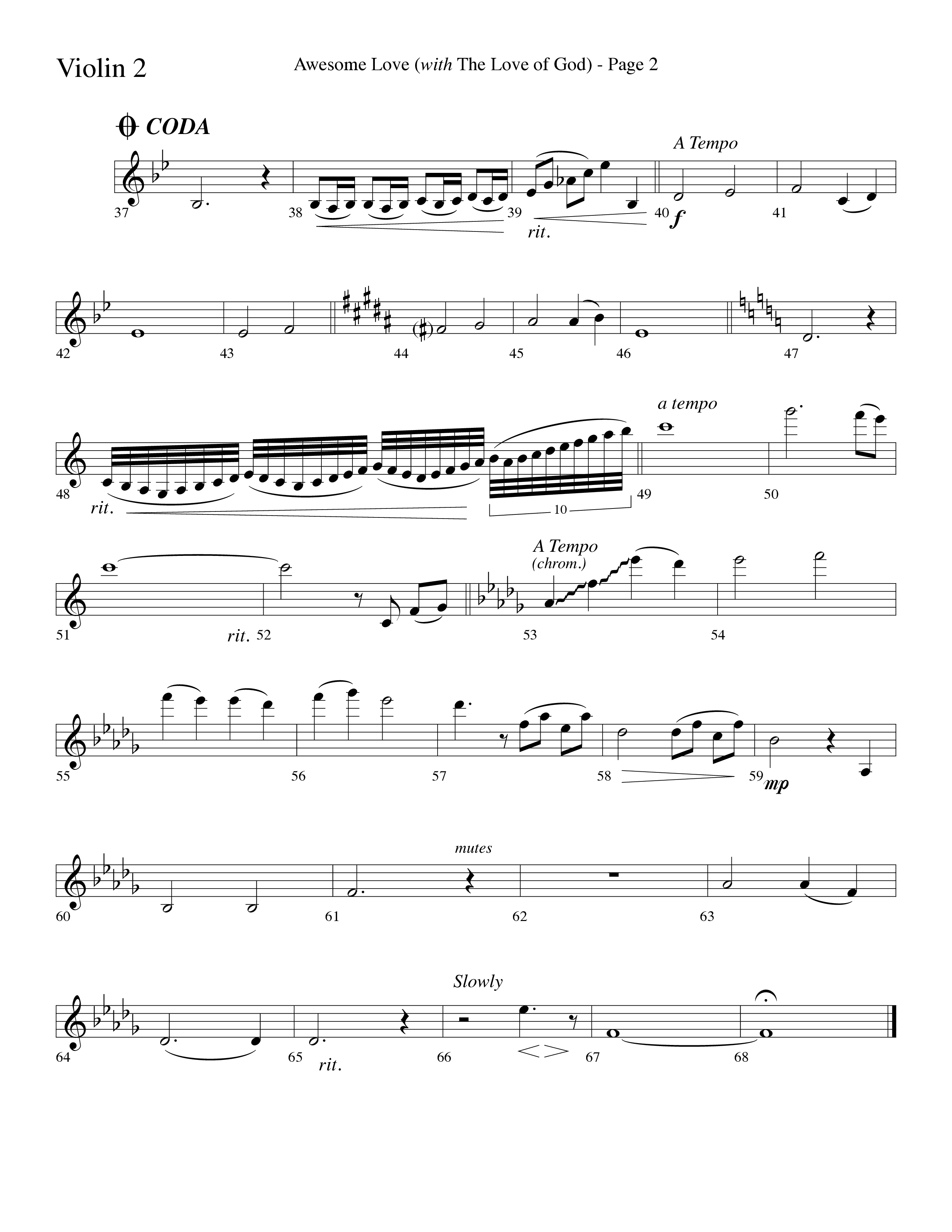 Awesome Love (with The Love Of God) (Choral Anthem SATB) Violin 2 (Lifeway Choral / Arr. Dave Williamson)