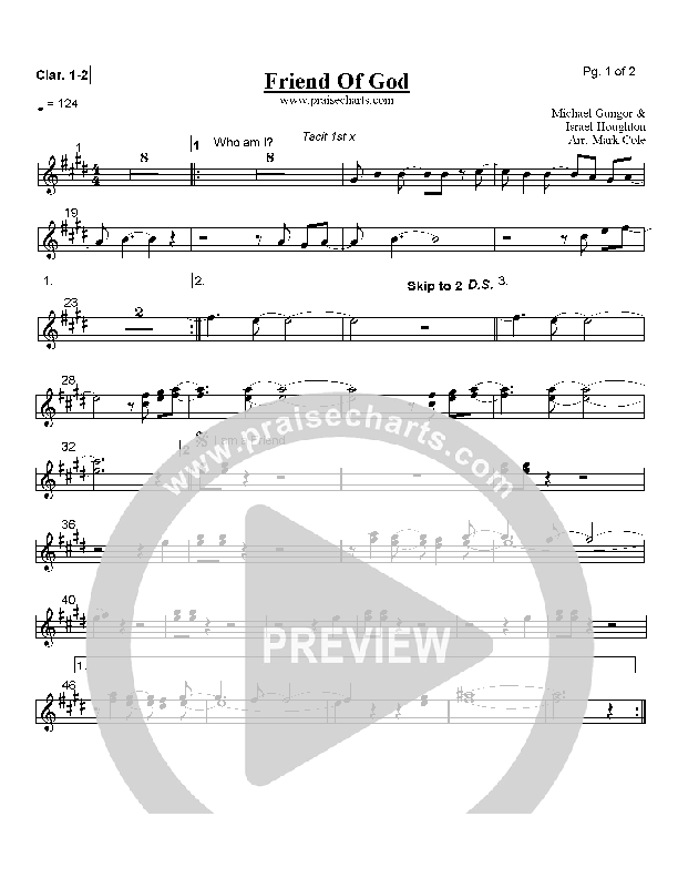 Friend Of God Clarinet 1/2 (Lakewood Church)