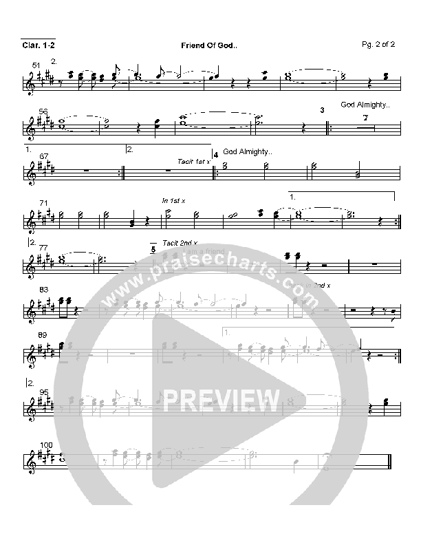 Friend Of God Clarinet 1/2 (Lakewood Church)