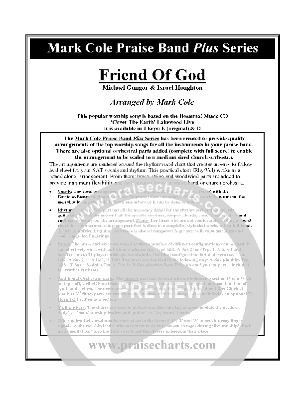 Friend Of God Cover Sheet (Lakewood Church)