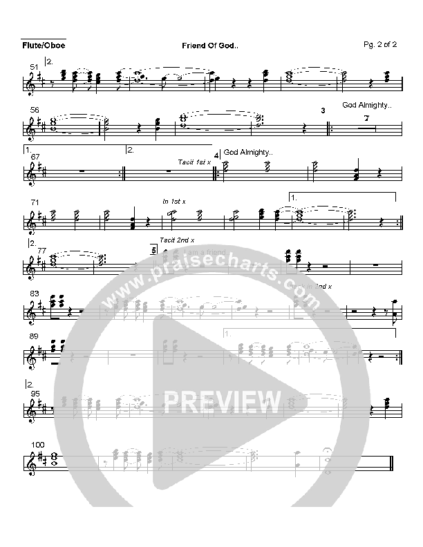 Friend Of God Flute/Oboe (Lakewood Church)