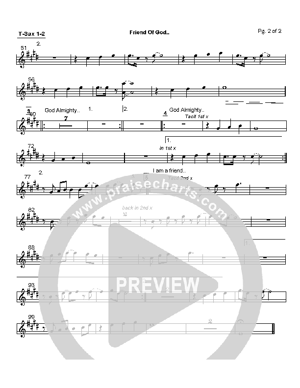 Friend Of God Tenor Sax 1/2 (Lakewood Church)