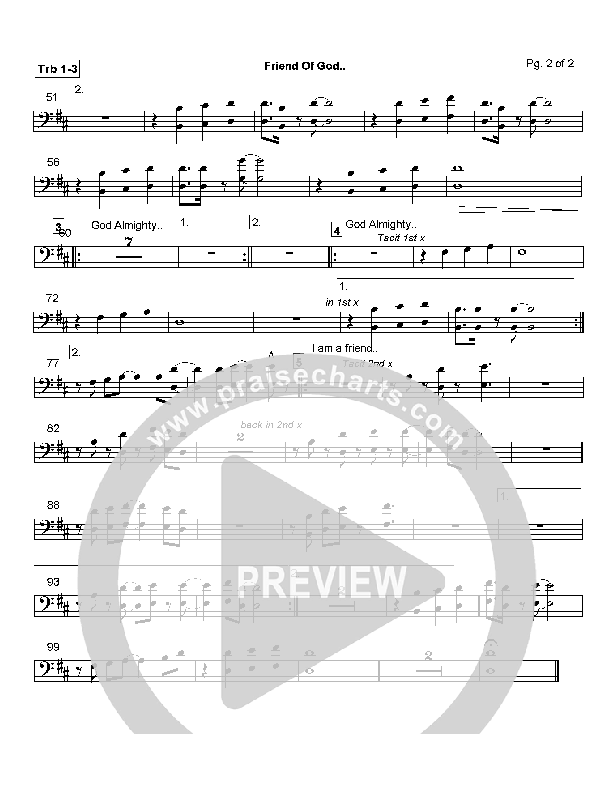 Friend Of God Trombone 1/2/3 (Lakewood Church)