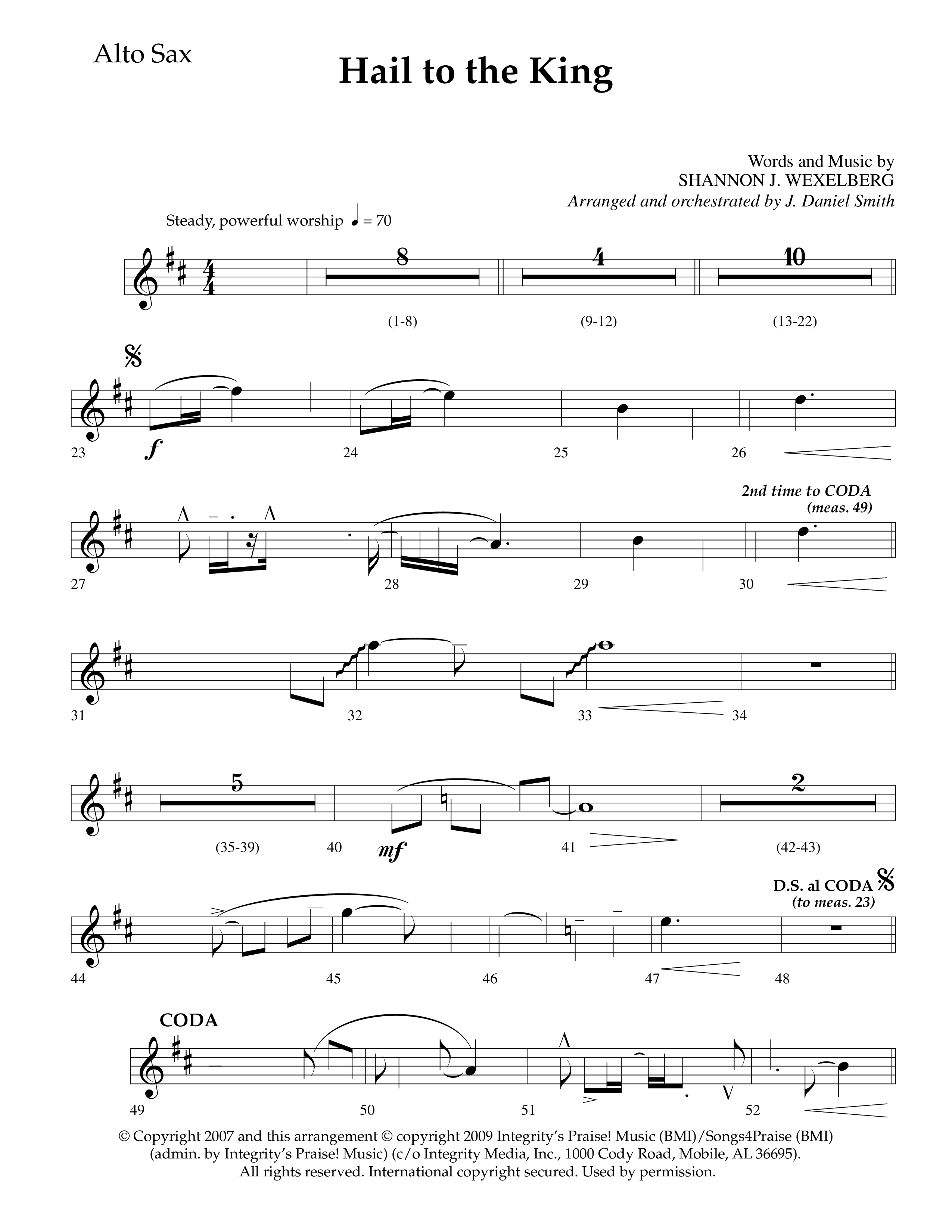 Hail To The King (Choral Anthem SATB) Alto Sax (Lifeway Choral / Arr. J. Daniel Smith)