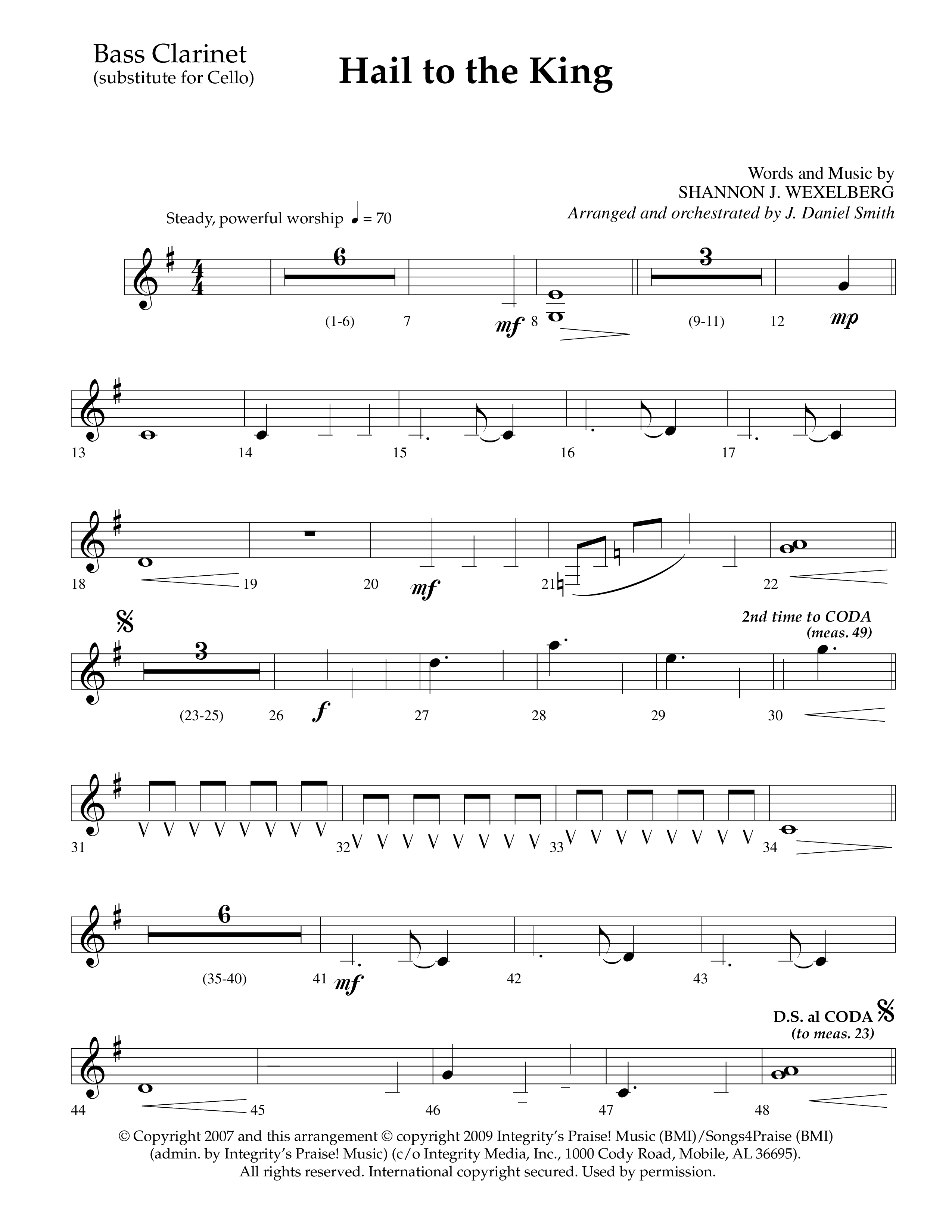 Hail To The King (Choral Anthem SATB) Bass Clarinet (Lifeway Choral / Arr. J. Daniel Smith)