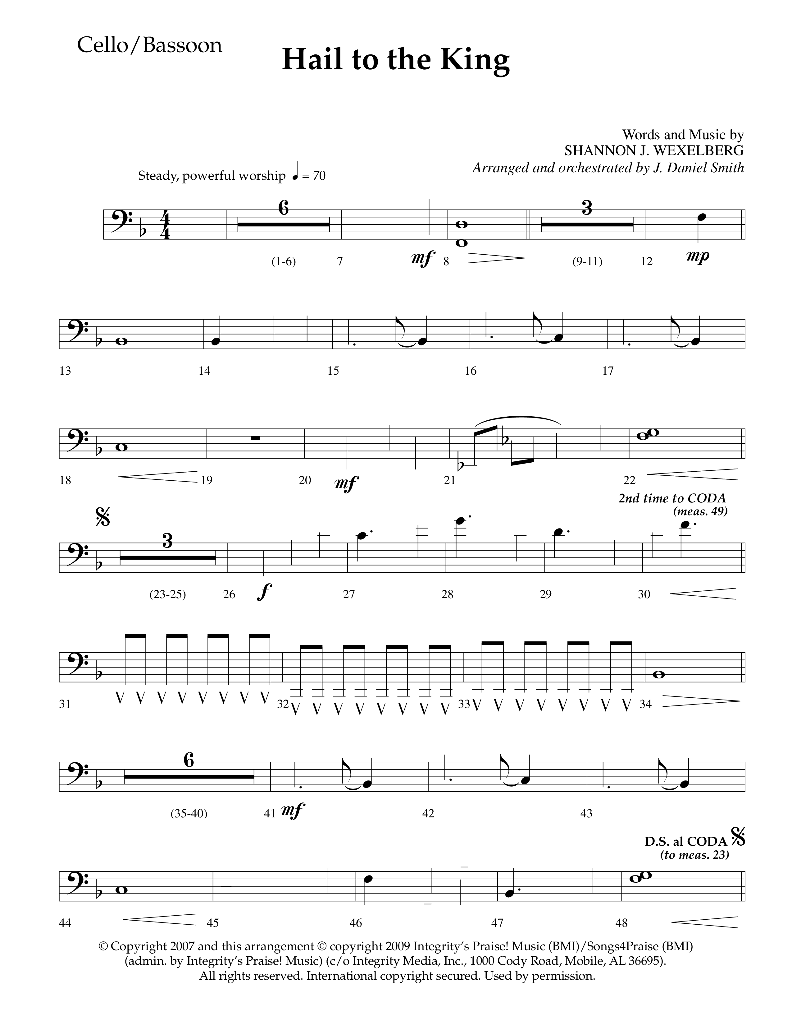 Hail To The King (Choral Anthem SATB) Cello (Lifeway Choral / Arr. J. Daniel Smith)