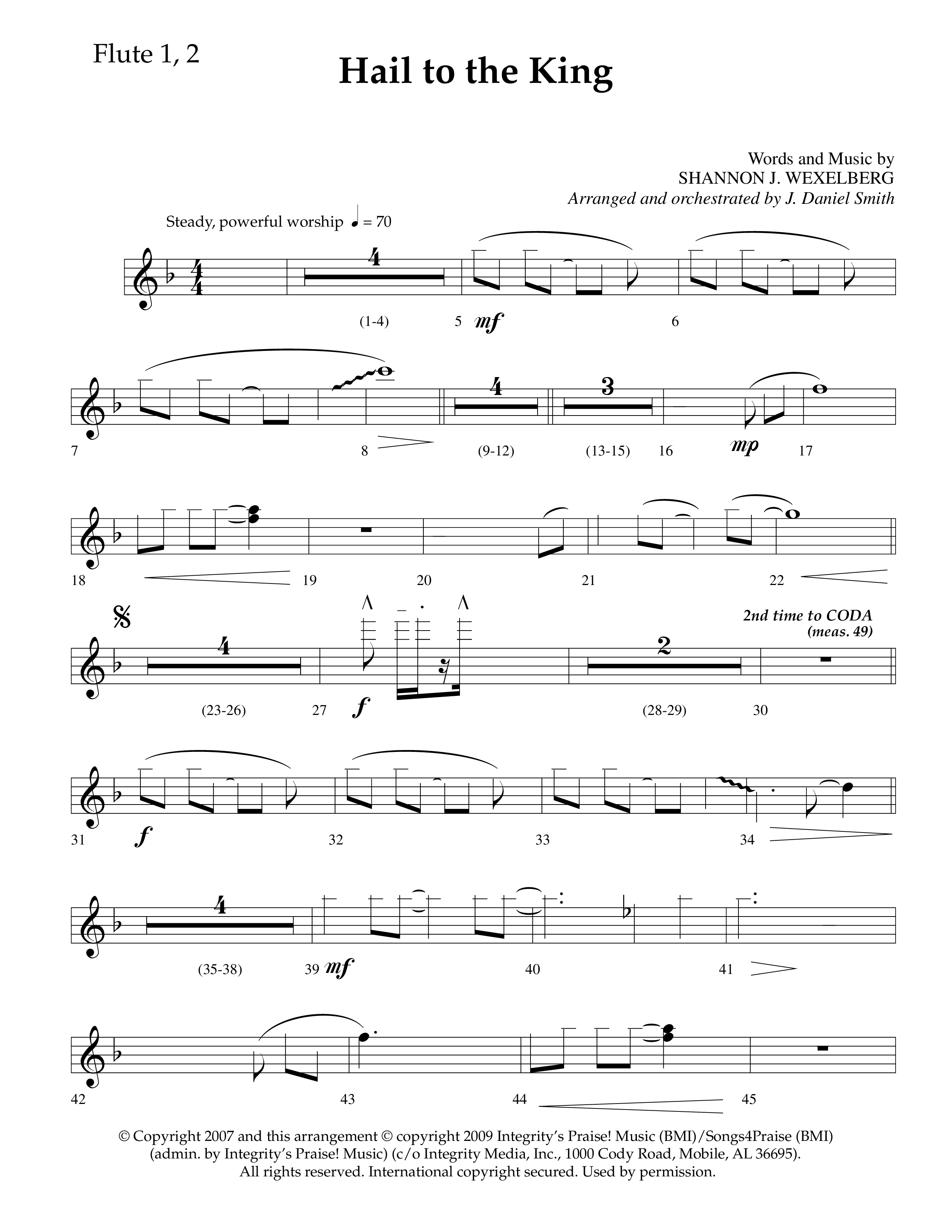 Hail To The King (Choral Anthem SATB) Flute 1/2 (Lifeway Choral / Arr. J. Daniel Smith)