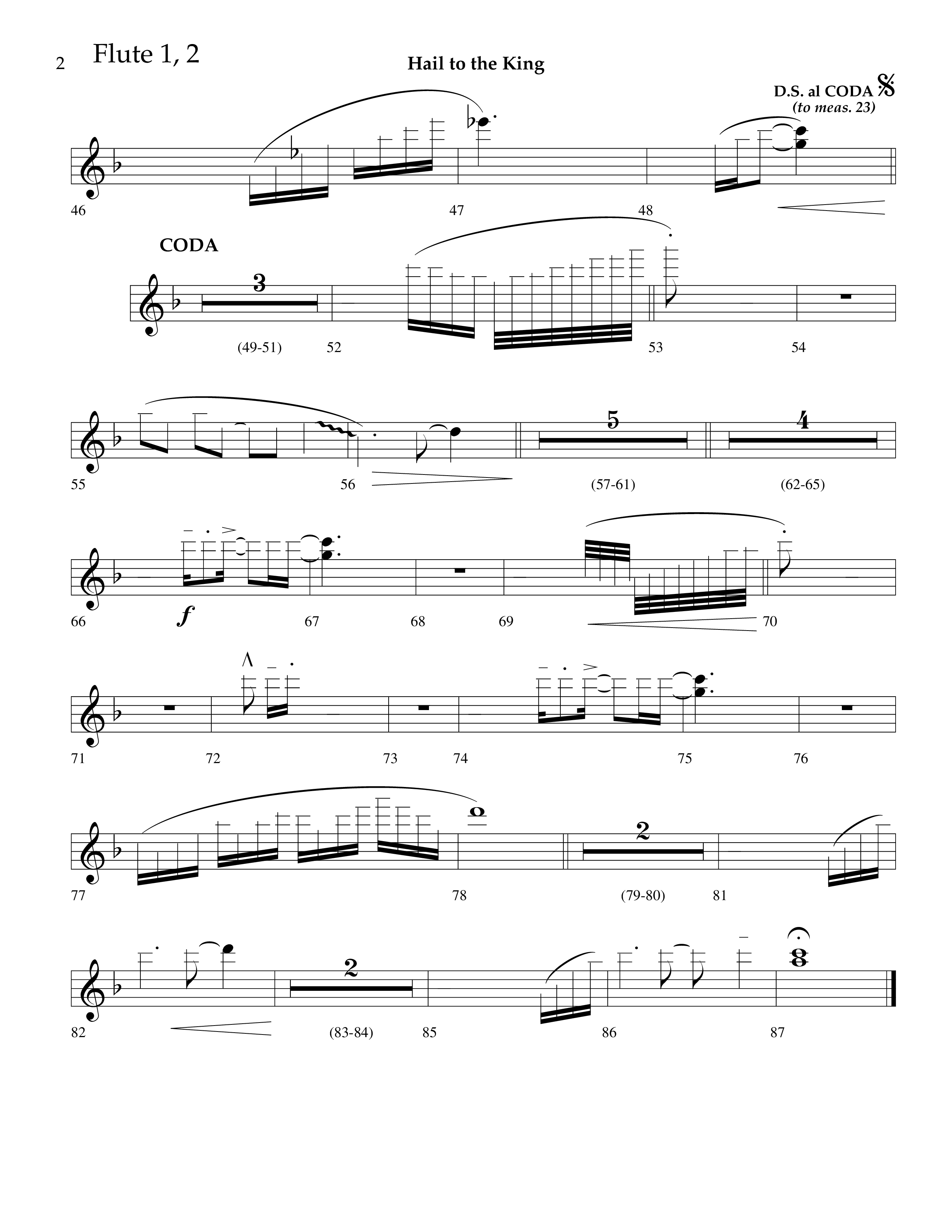 Hail To The King (Choral Anthem SATB) Flute 1/2 (Lifeway Choral / Arr. J. Daniel Smith)