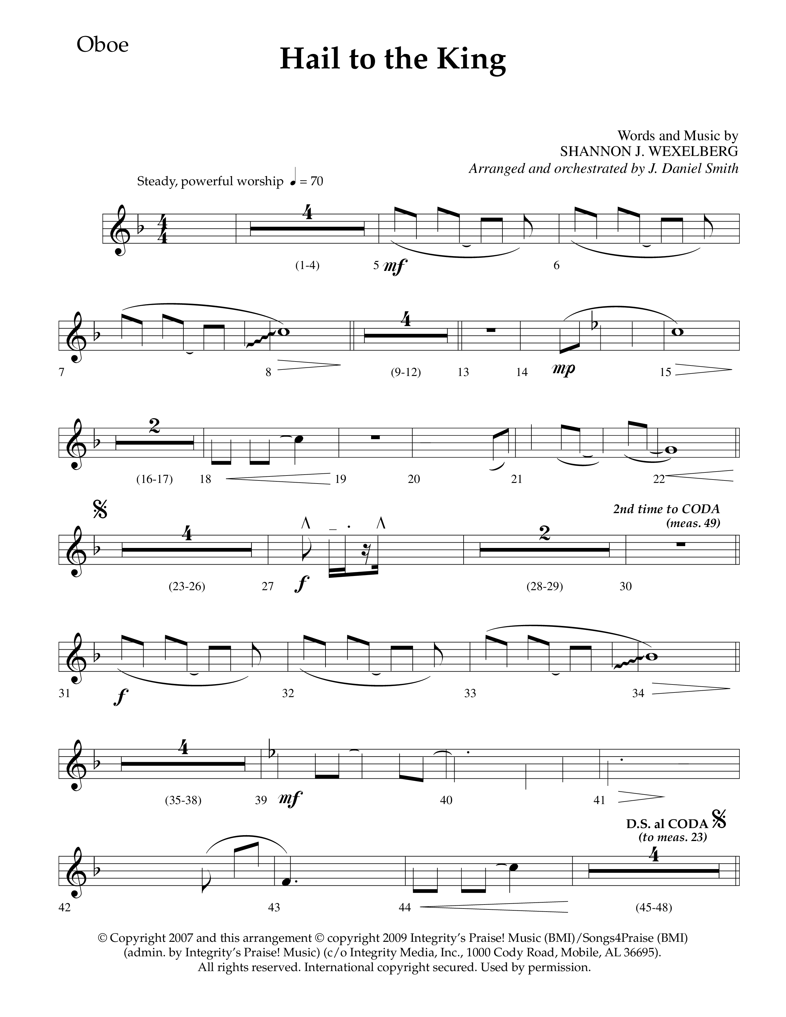 Hail To The King (Choral Anthem SATB) Oboe (Lifeway Choral / Arr. J. Daniel Smith)