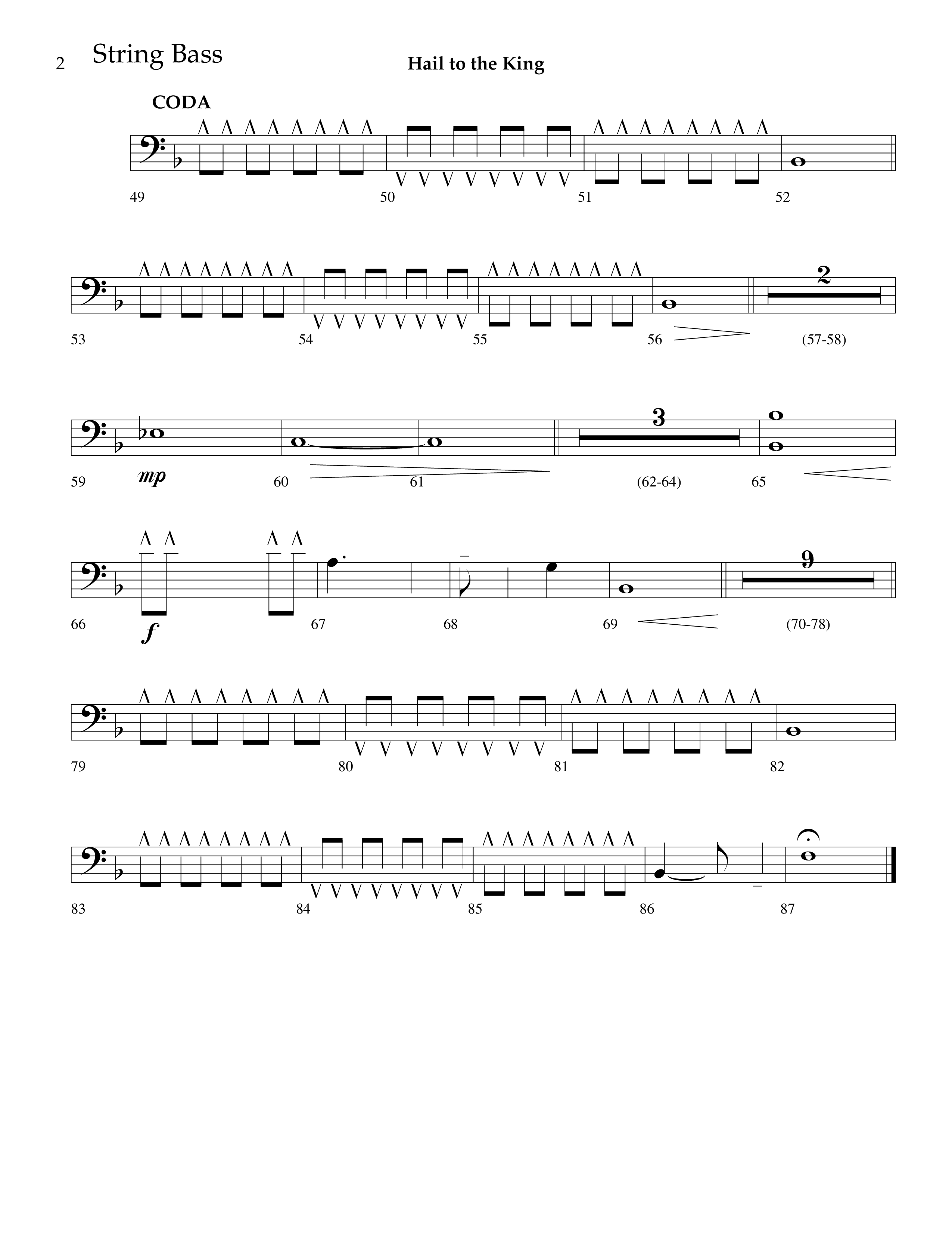 Hail To The King (Choral Anthem SATB) String Bass (Lifeway Choral / Arr. J. Daniel Smith)