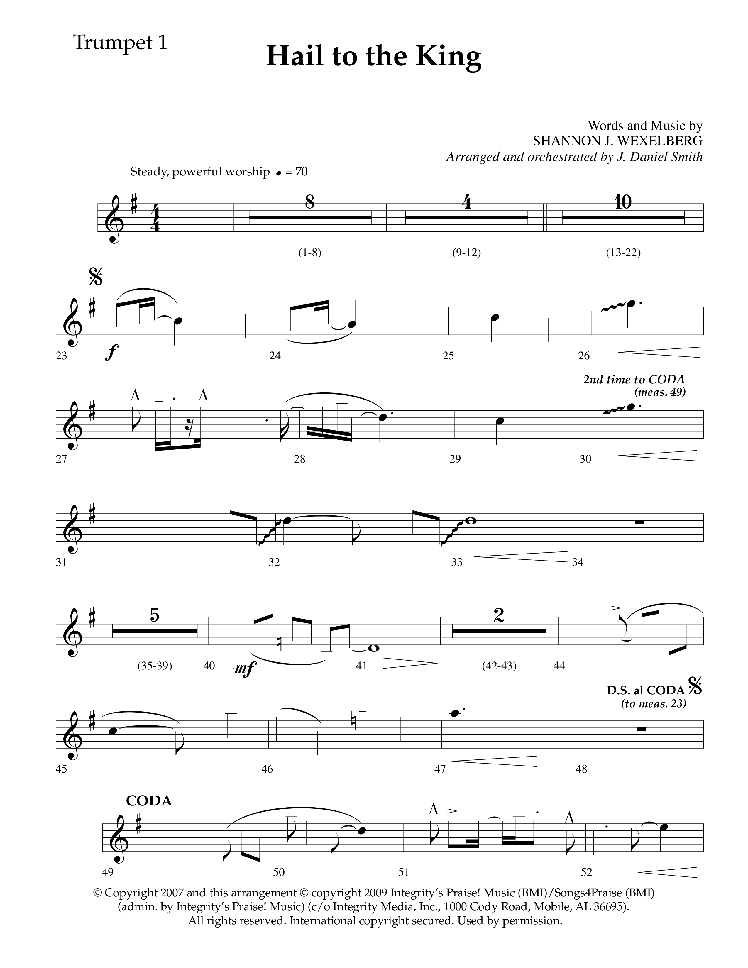 Hail To The King (Choral Anthem SATB) Trumpet 1 (Lifeway Choral / Arr. J. Daniel Smith)