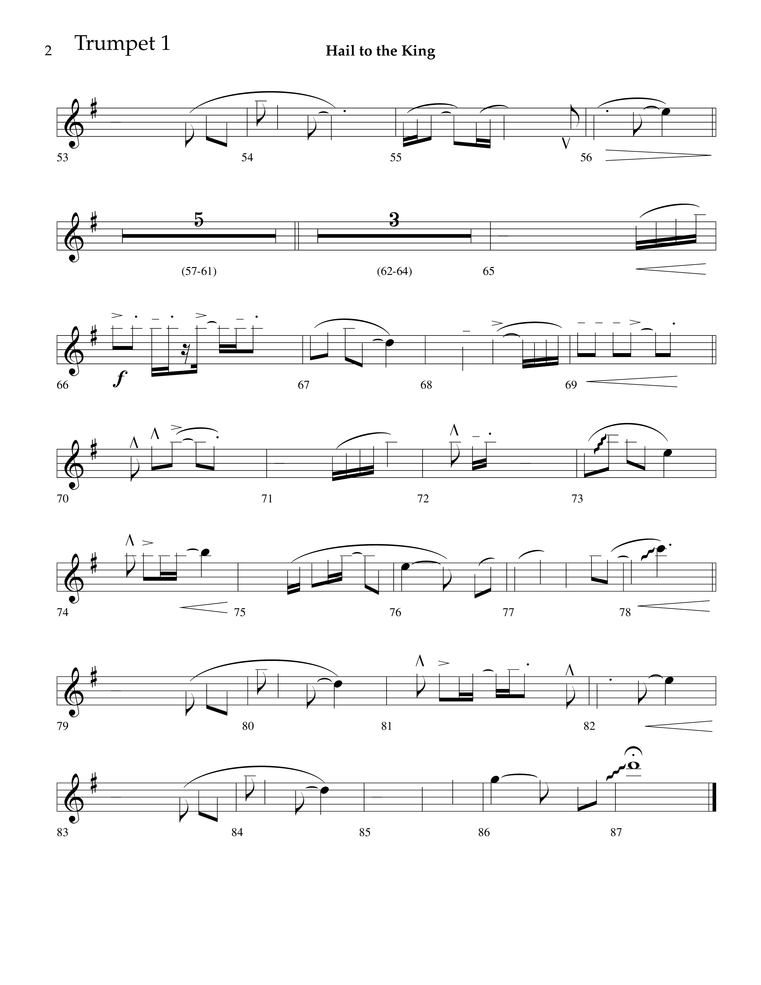 Hail To The King (Choral Anthem SATB) Trumpet 1 (Lifeway Choral / Arr. J. Daniel Smith)