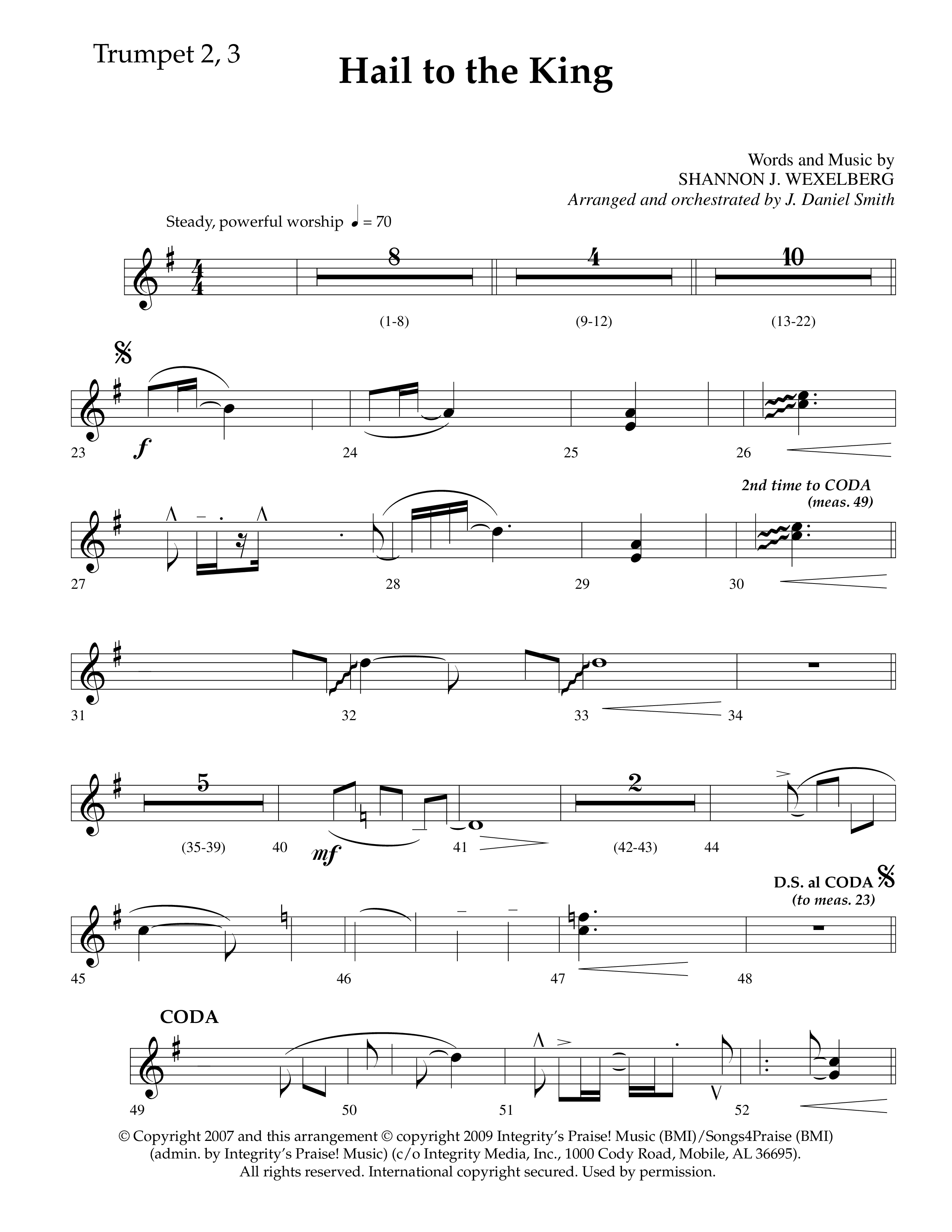 Hail To The King (Choral Anthem SATB) Trumpet 2/3 (Lifeway Choral / Arr. J. Daniel Smith)