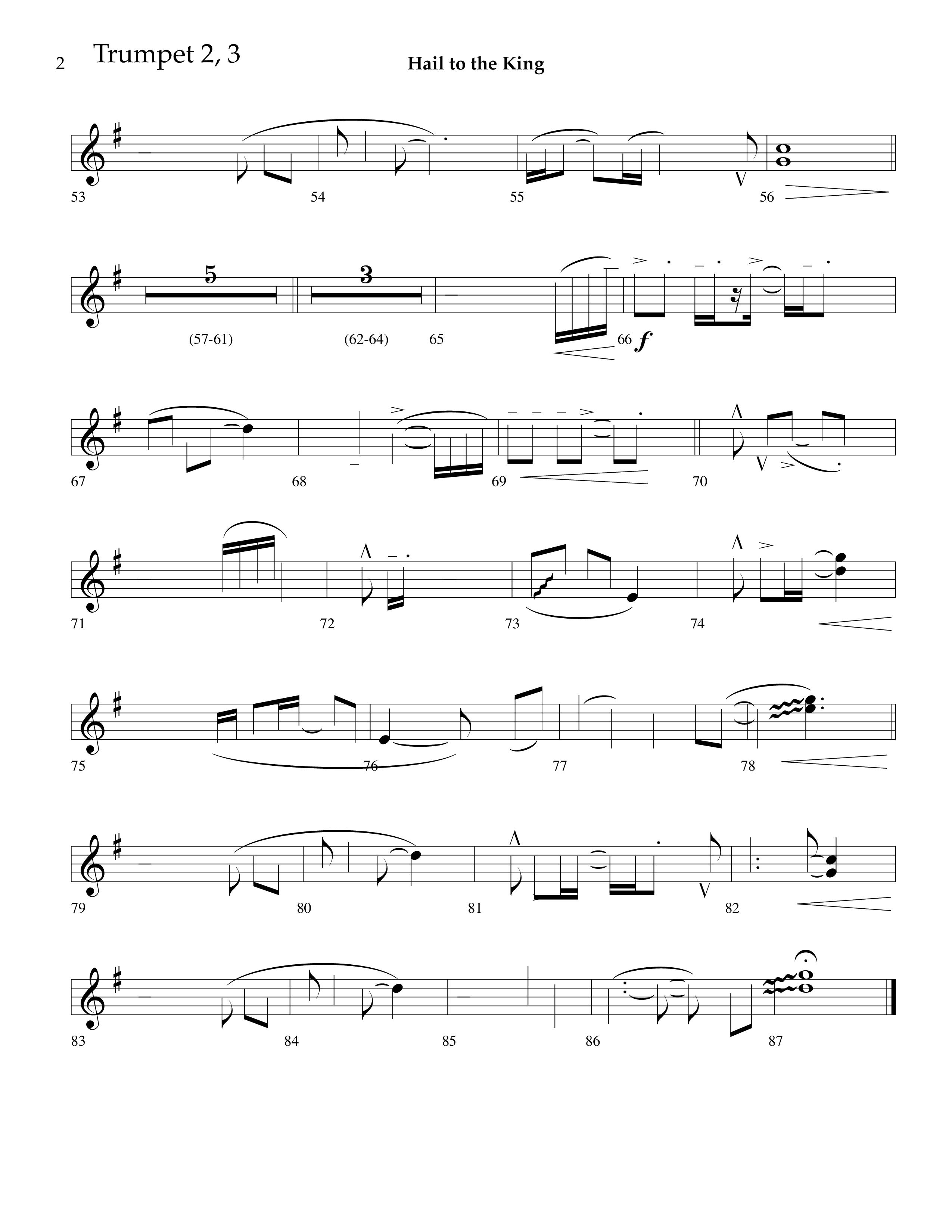 Hail To The King (Choral Anthem SATB) Trumpet 2/3 (Lifeway Choral / Arr. J. Daniel Smith)