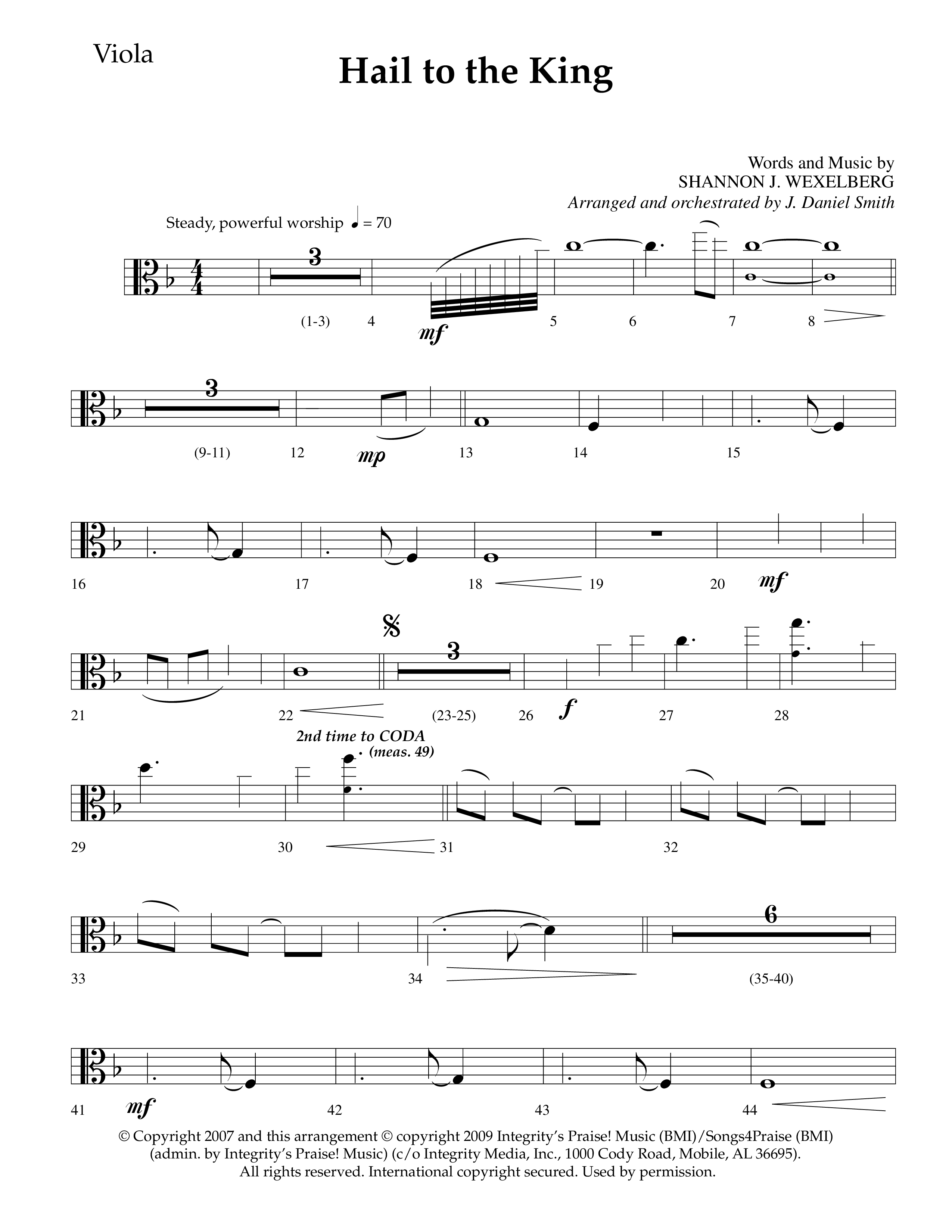 Hail To The King (Choral Anthem SATB) Viola (Lifeway Choral / Arr. J. Daniel Smith)
