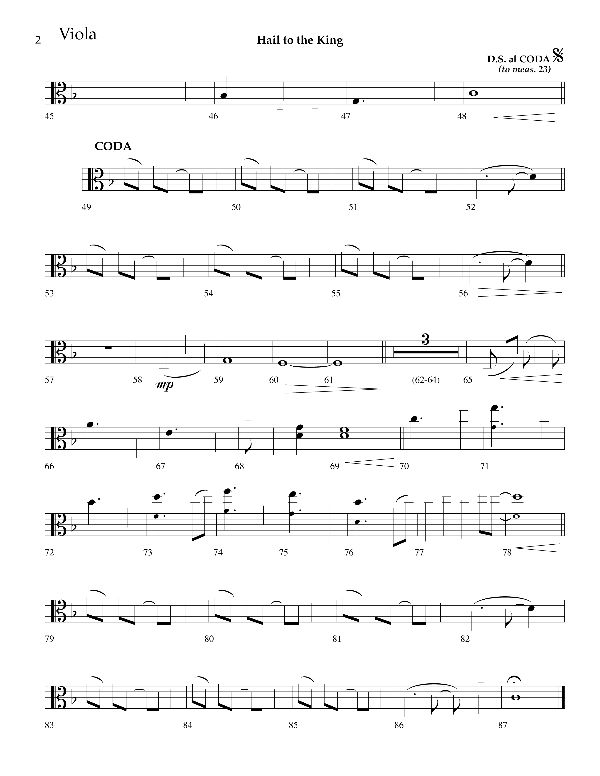 Hail To The King (Choral Anthem SATB) Viola (Lifeway Choral / Arr. J. Daniel Smith)