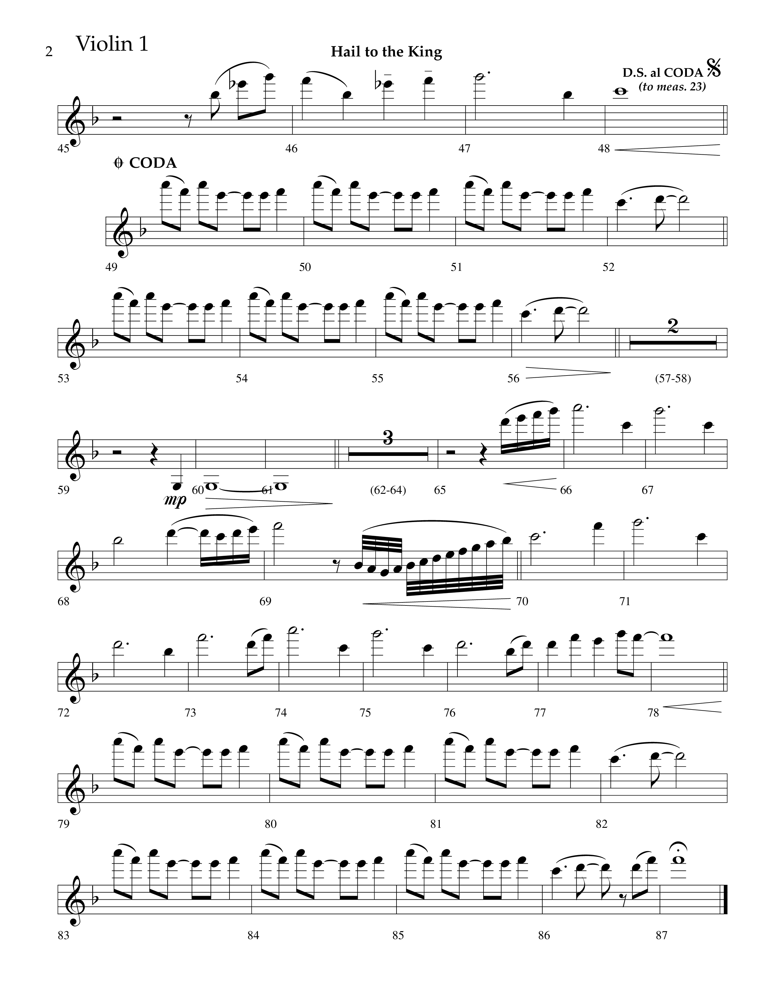 Hail To The King (Choral Anthem SATB) Violin 1 (Lifeway Choral / Arr. J. Daniel Smith)
