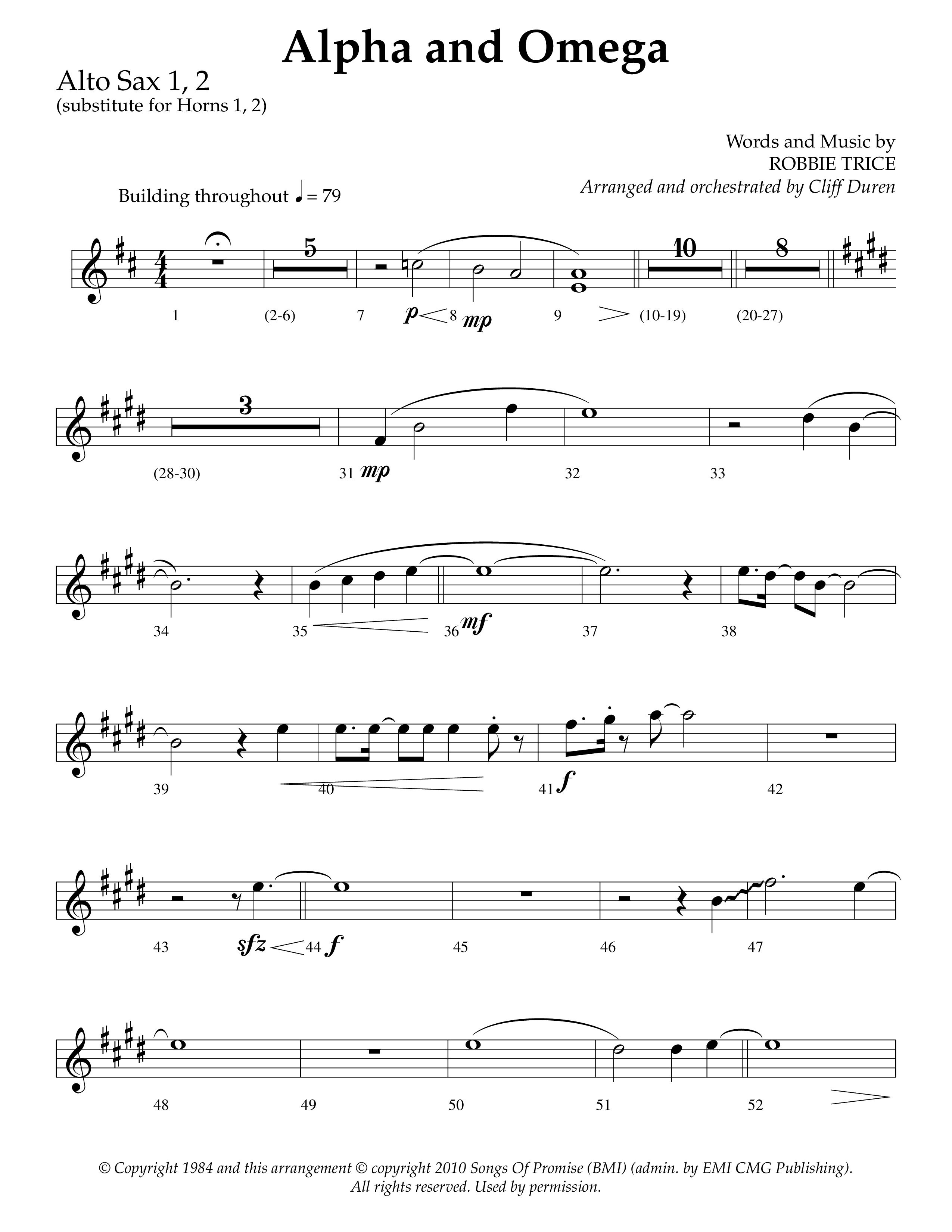 Alpha And Omega (Choral Anthem SATB) Alto Sax 1/2 (Lifeway Choral / Arr. Cliff Duren)