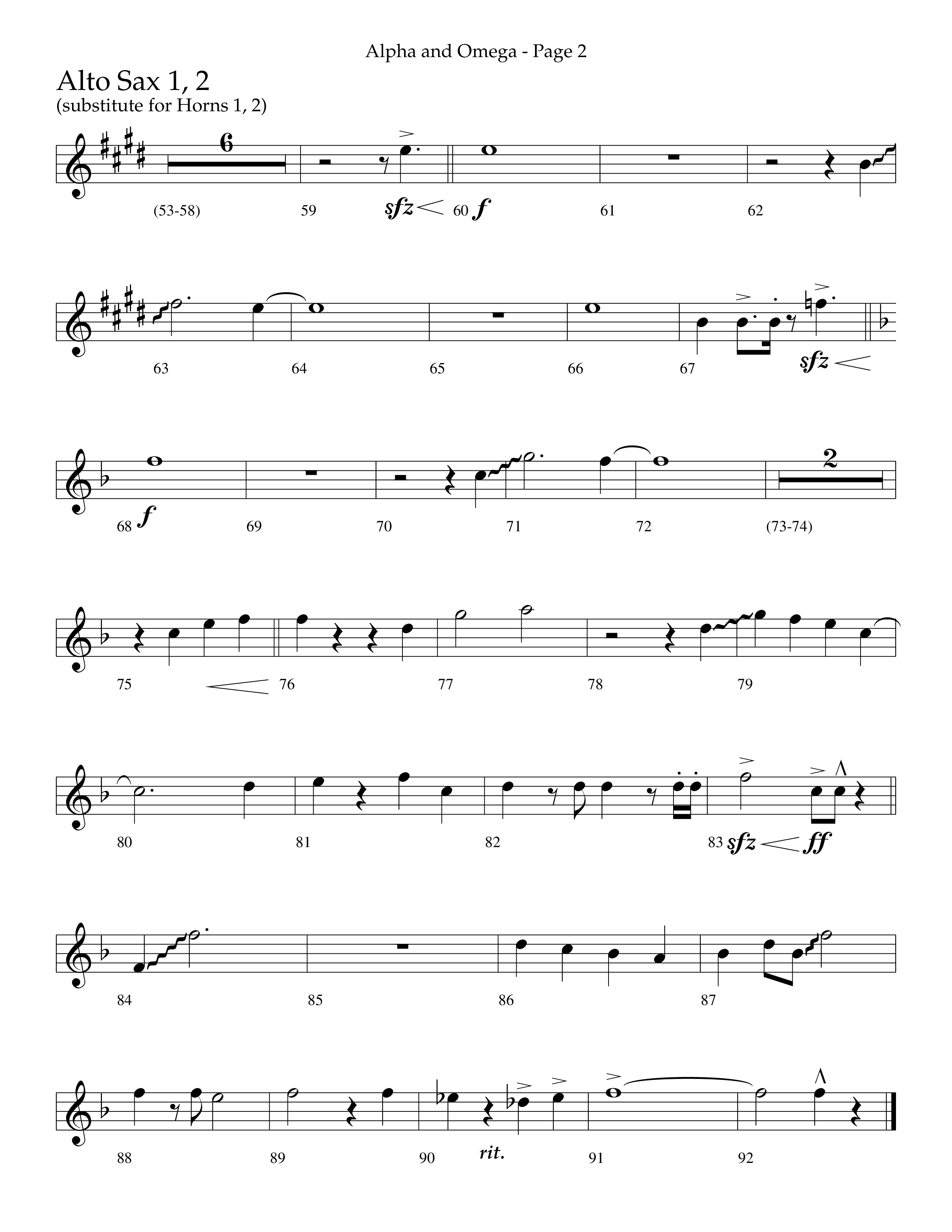 Alpha And Omega (Choral Anthem SATB) Alto Sax 1/2 (Lifeway Choral / Arr. Cliff Duren)