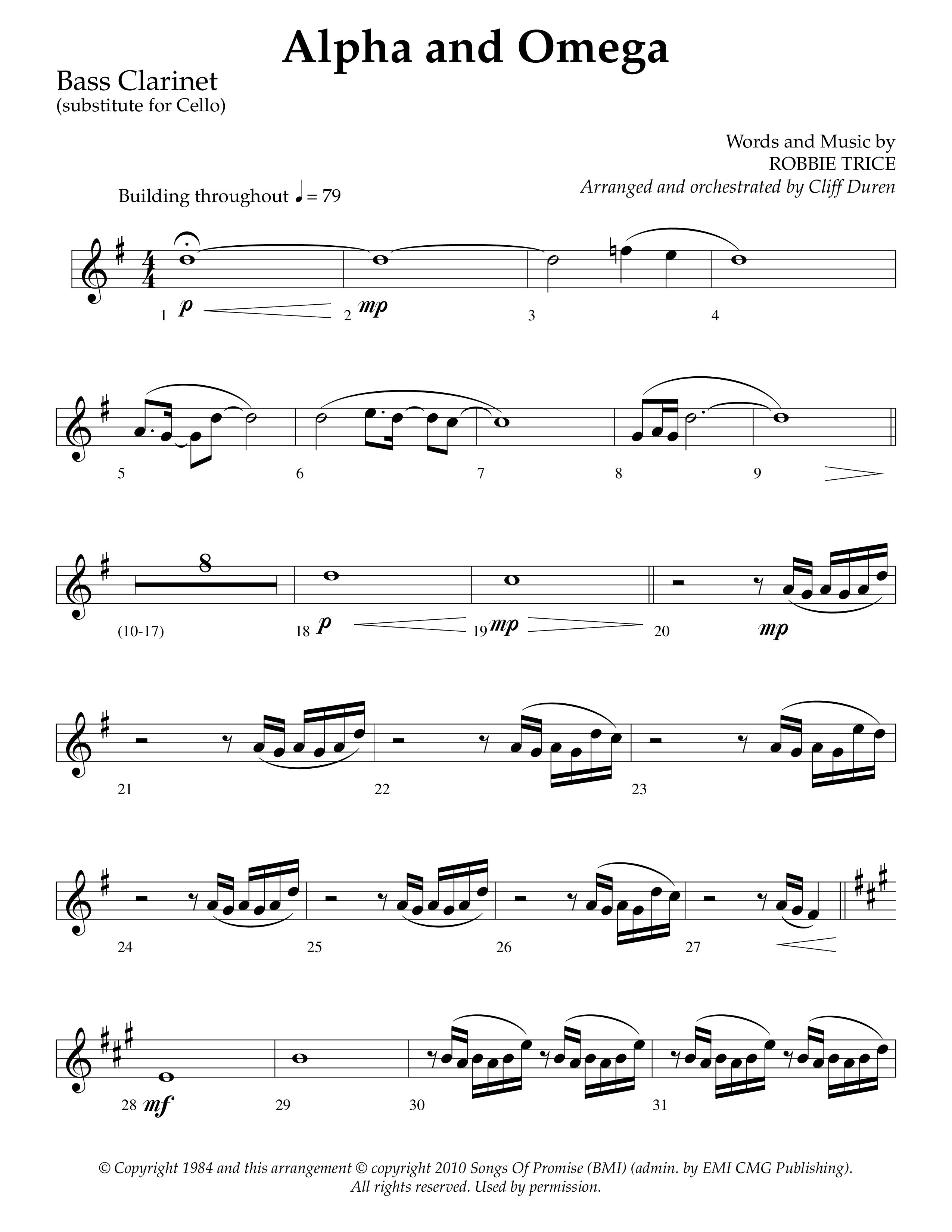 Alpha And Omega (Choral Anthem SATB) Bass Clarinet (Lifeway Choral / Arr. Cliff Duren)