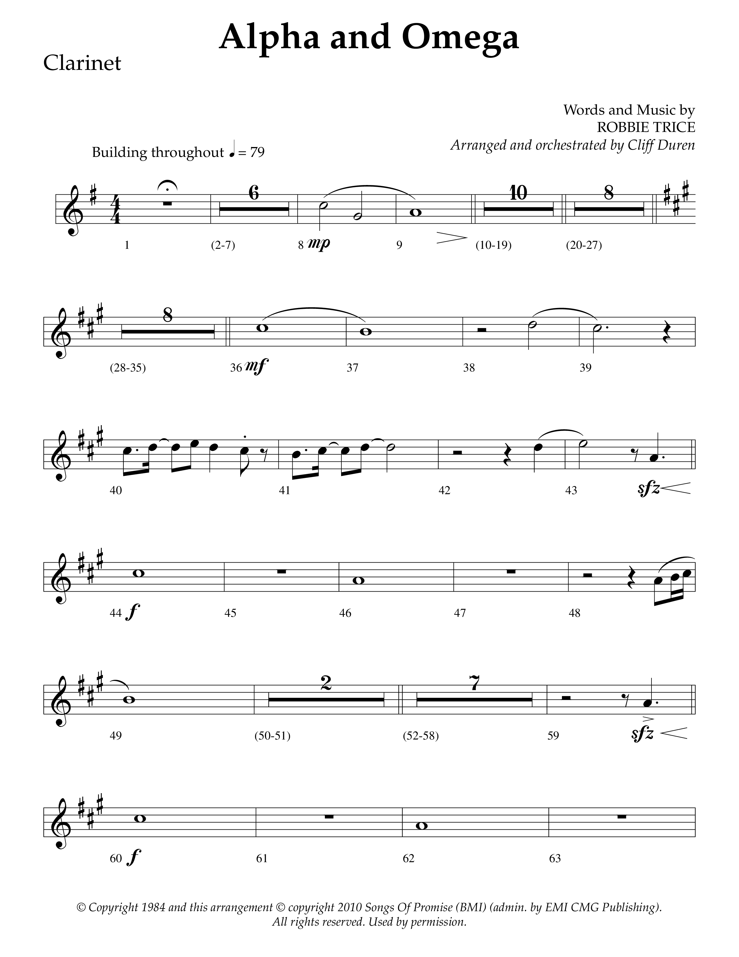 Alpha And Omega (Choral Anthem SATB) Clarinet (Lifeway Choral / Arr. Cliff Duren)