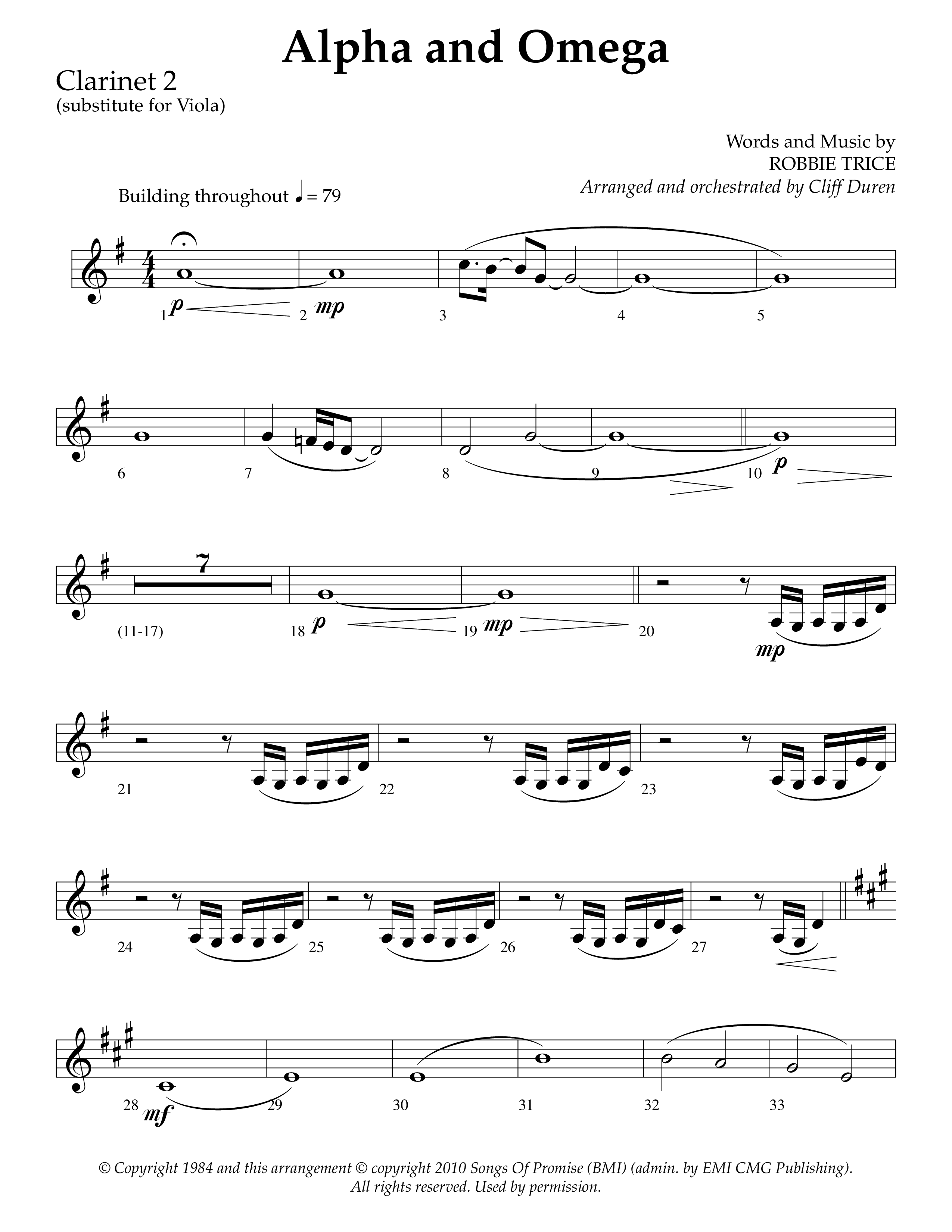 Alpha And Omega (Choral Anthem SATB) Clarinet (Lifeway Choral / Arr. Cliff Duren)