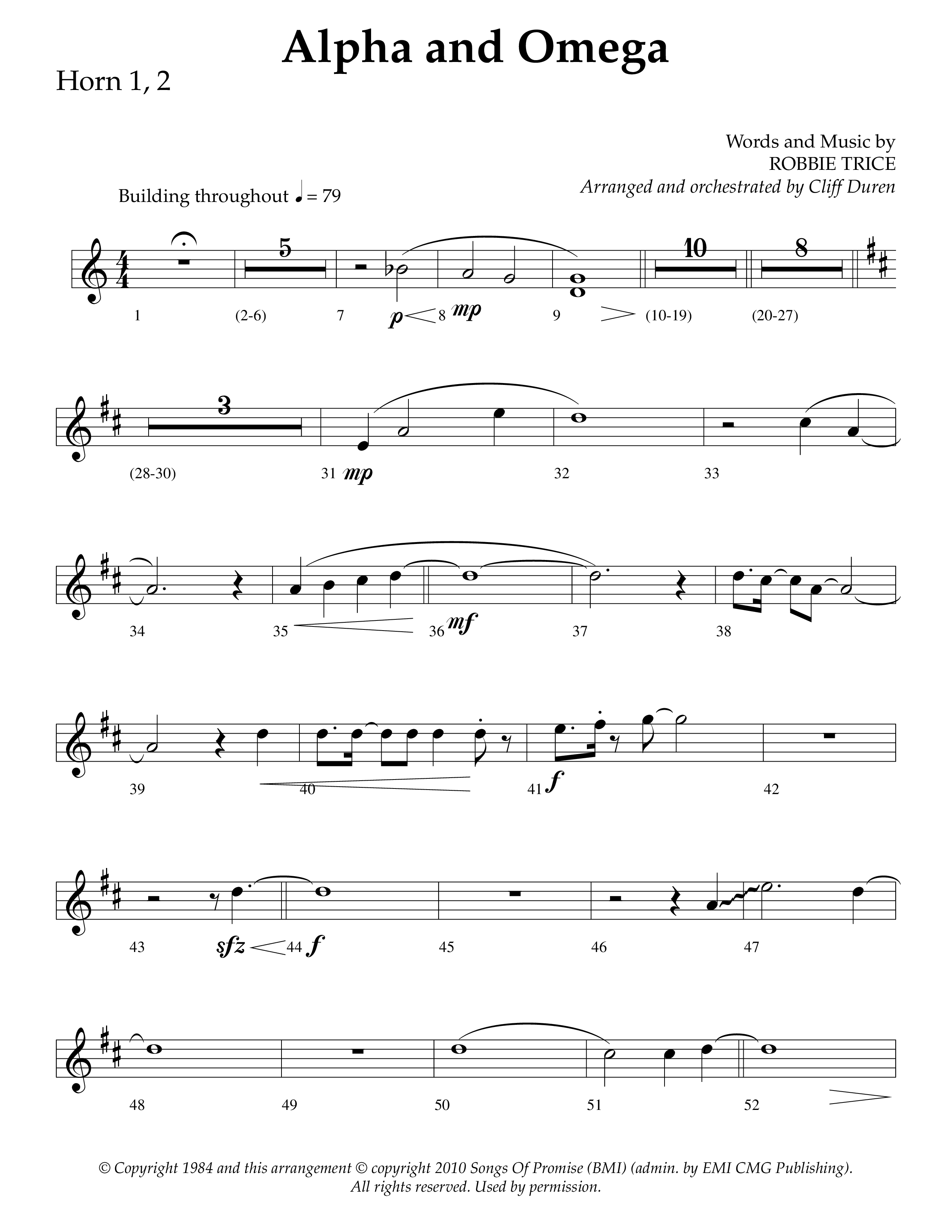Alpha And Omega (Choral Anthem SATB) French Horn 1/2 (Lifeway Choral / Arr. Cliff Duren)