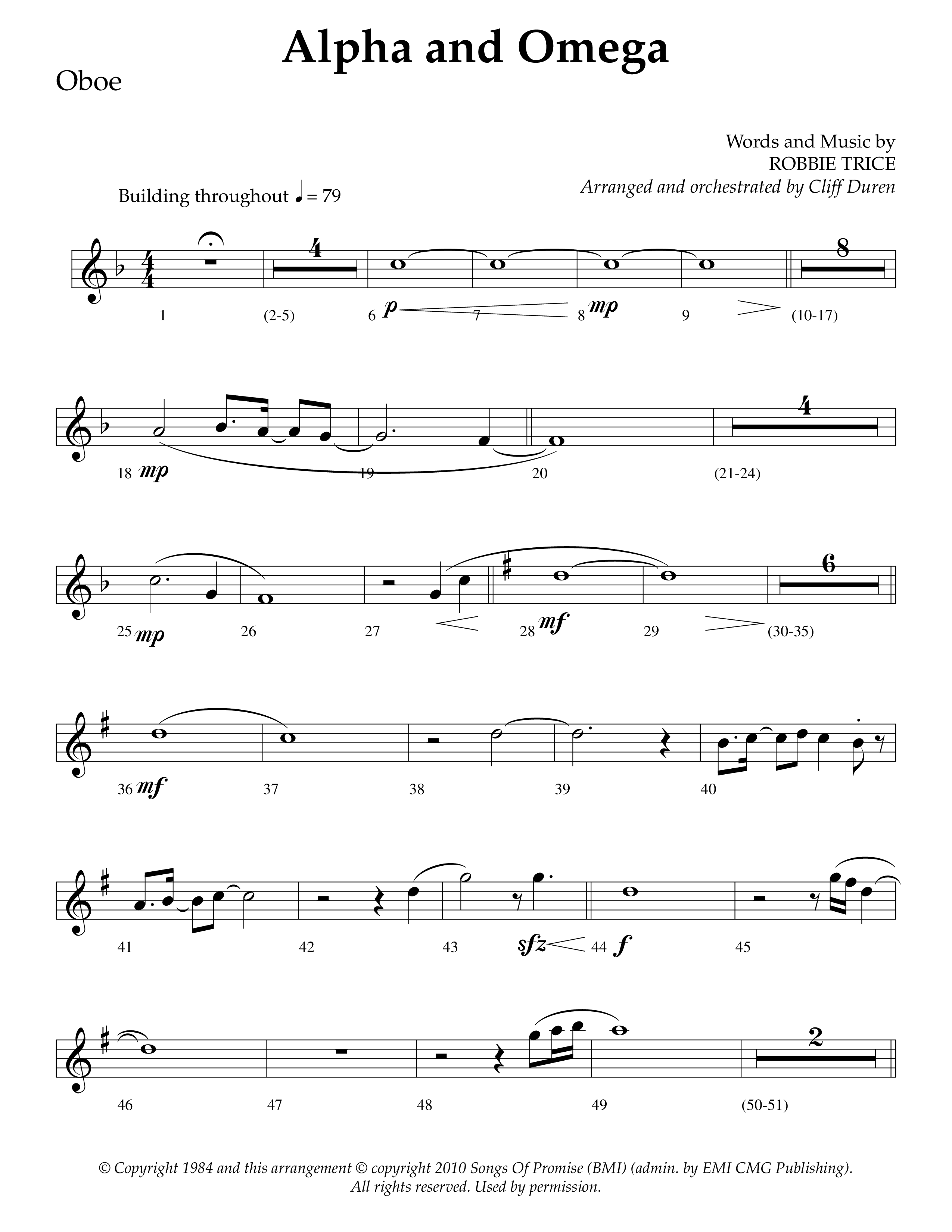 Alpha And Omega (Choral Anthem SATB) Oboe (Lifeway Choral / Arr. Cliff Duren)