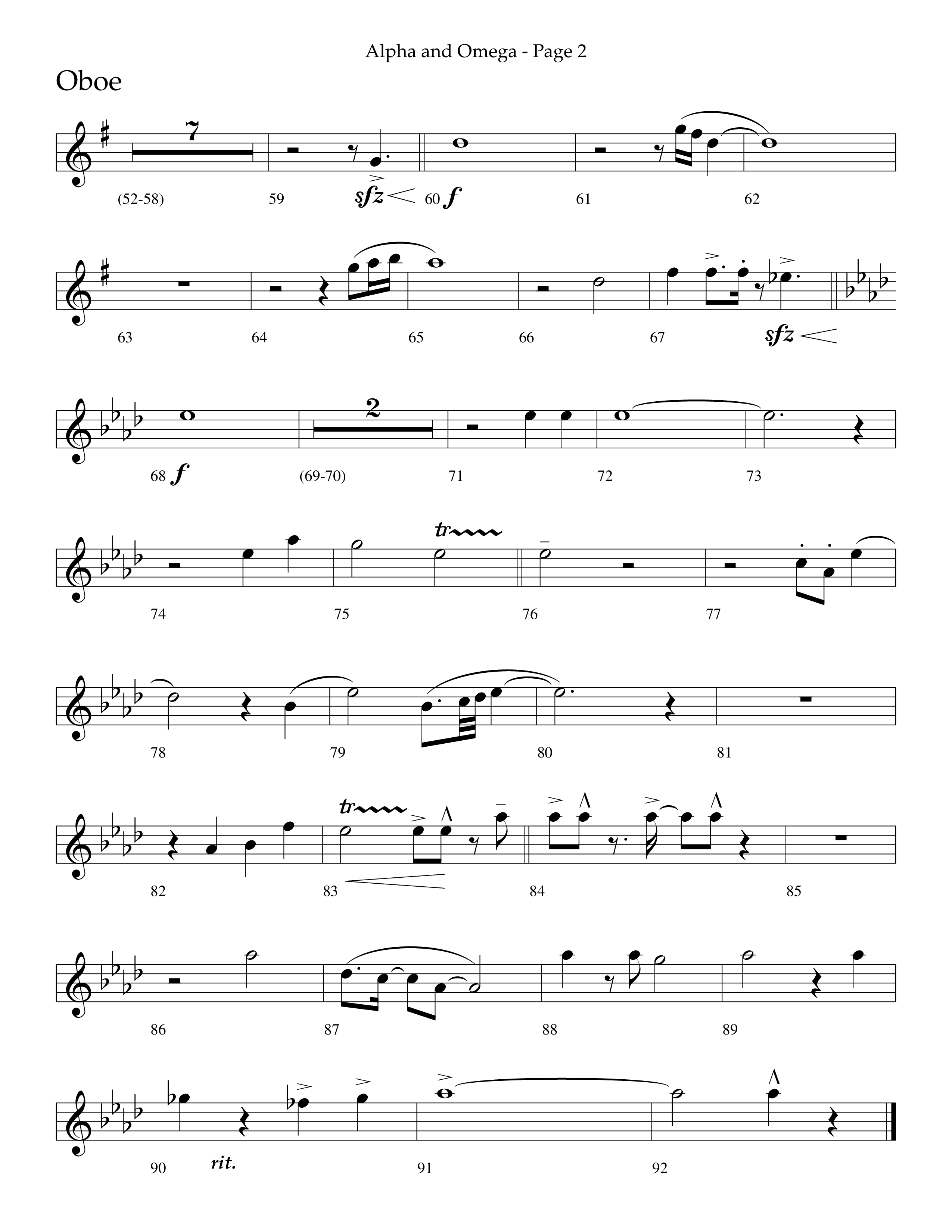 Alpha And Omega (Choral Anthem SATB) Oboe (Lifeway Choral / Arr. Cliff Duren)