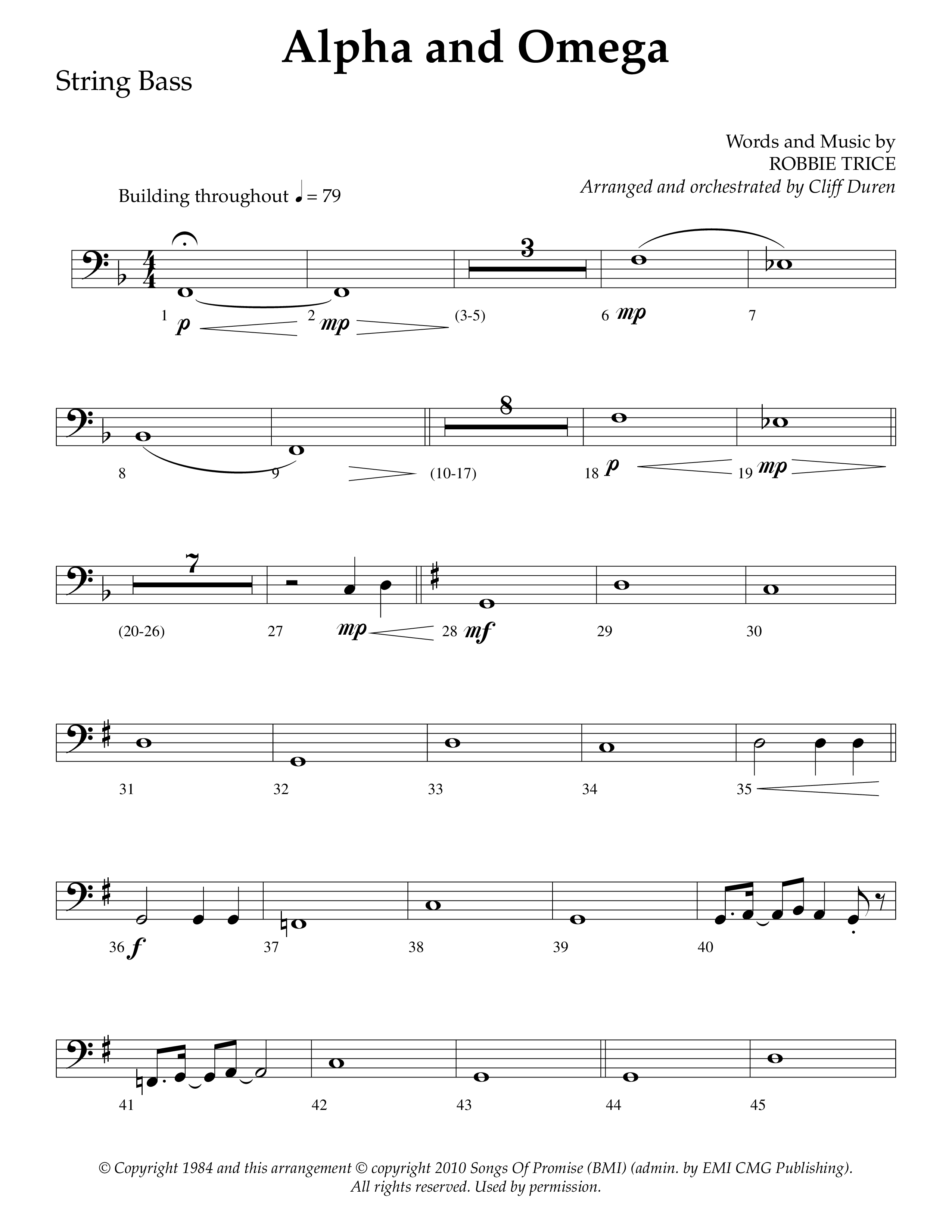 Alpha And Omega (Choral Anthem SATB) String Bass (Lifeway Choral / Arr. Cliff Duren)