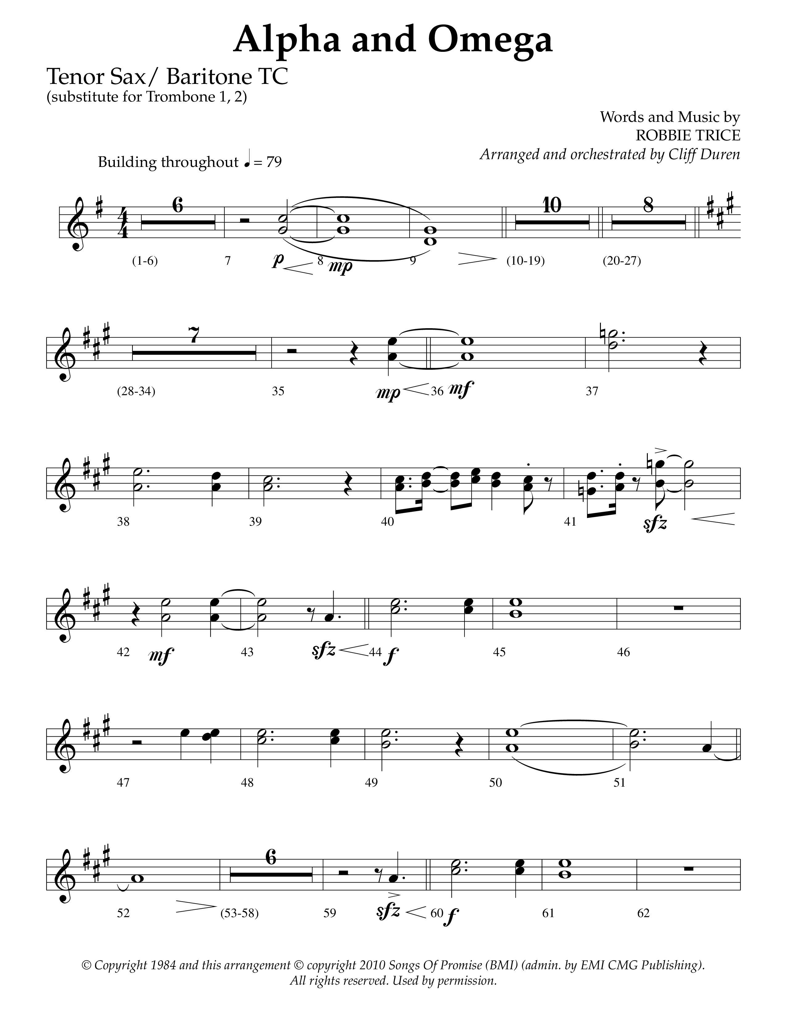 Alpha And Omega (Choral Anthem SATB) Tenor Sax/Baritone T.C. (Lifeway Choral / Arr. Cliff Duren)