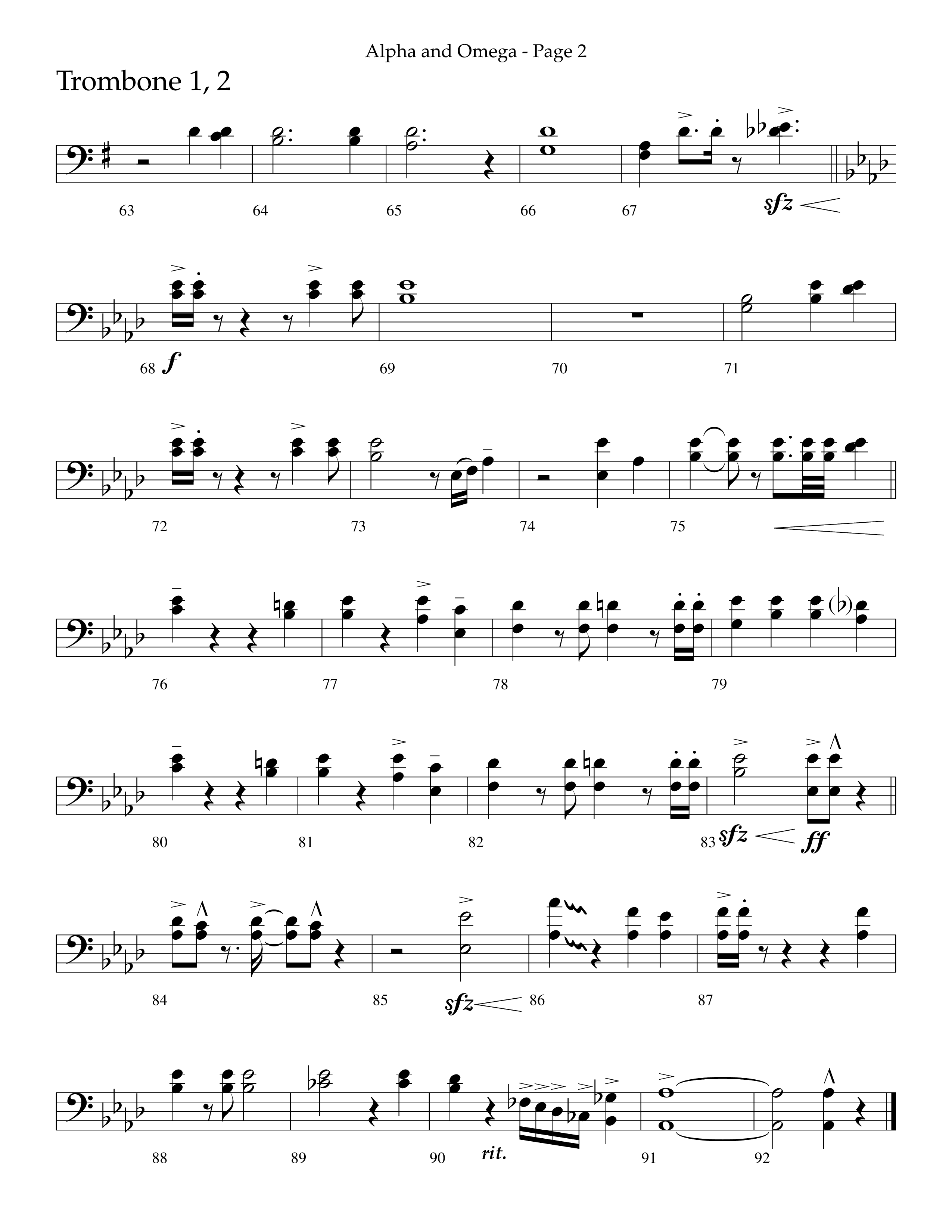 Alpha And Omega (Choral Anthem SATB) Trombone 1/2 (Lifeway Choral / Arr. Cliff Duren)