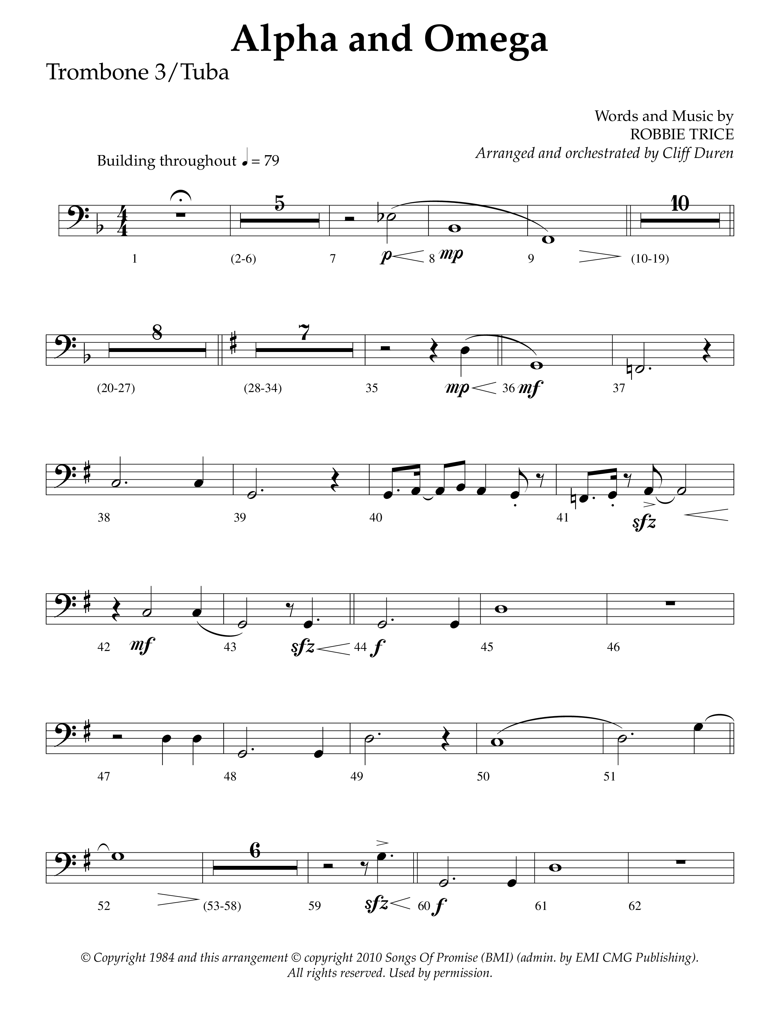Alpha And Omega (Choral Anthem SATB) Trombone 3/Tuba (Lifeway Choral / Arr. Cliff Duren)