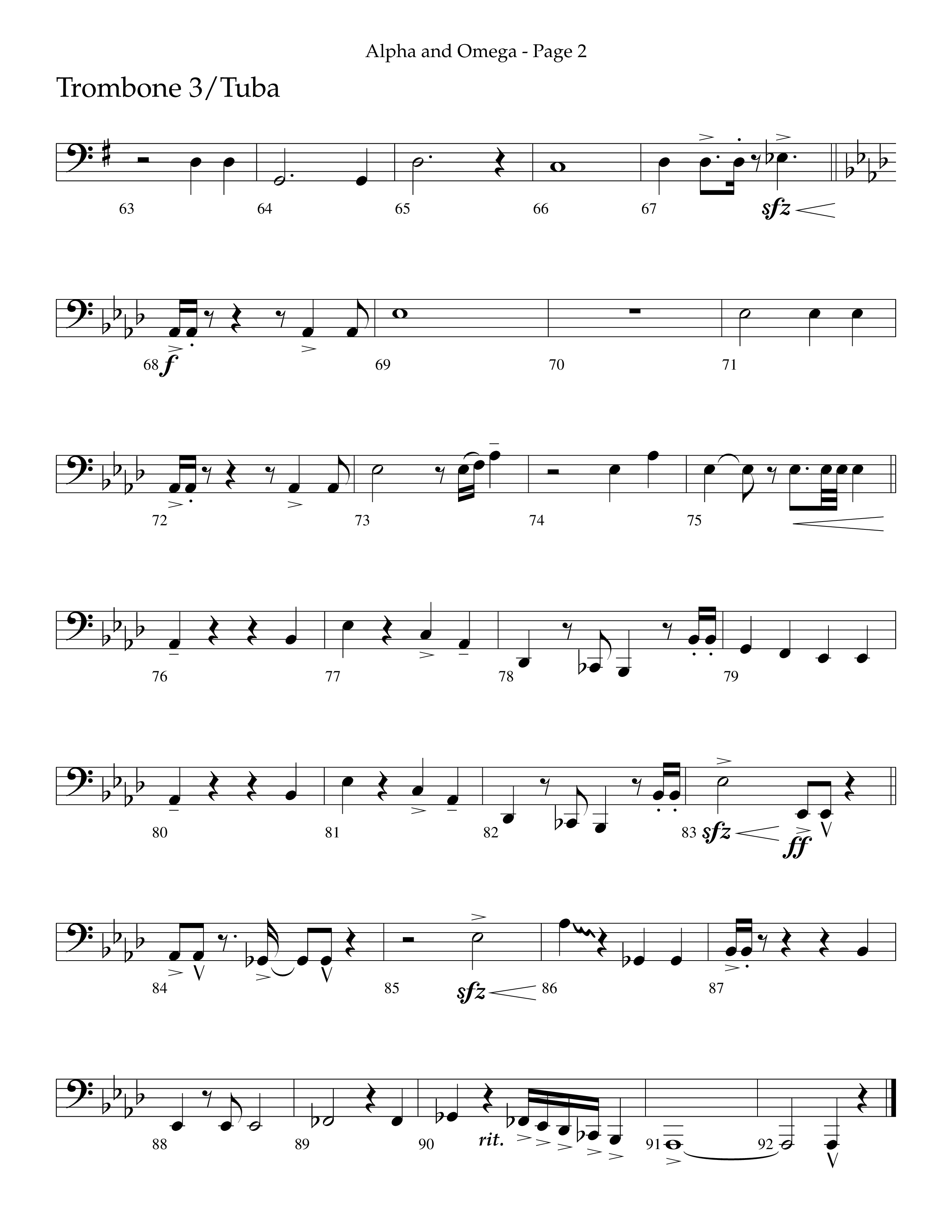 Alpha And Omega (Choral Anthem SATB) Trombone 3/Tuba (Lifeway Choral / Arr. Cliff Duren)