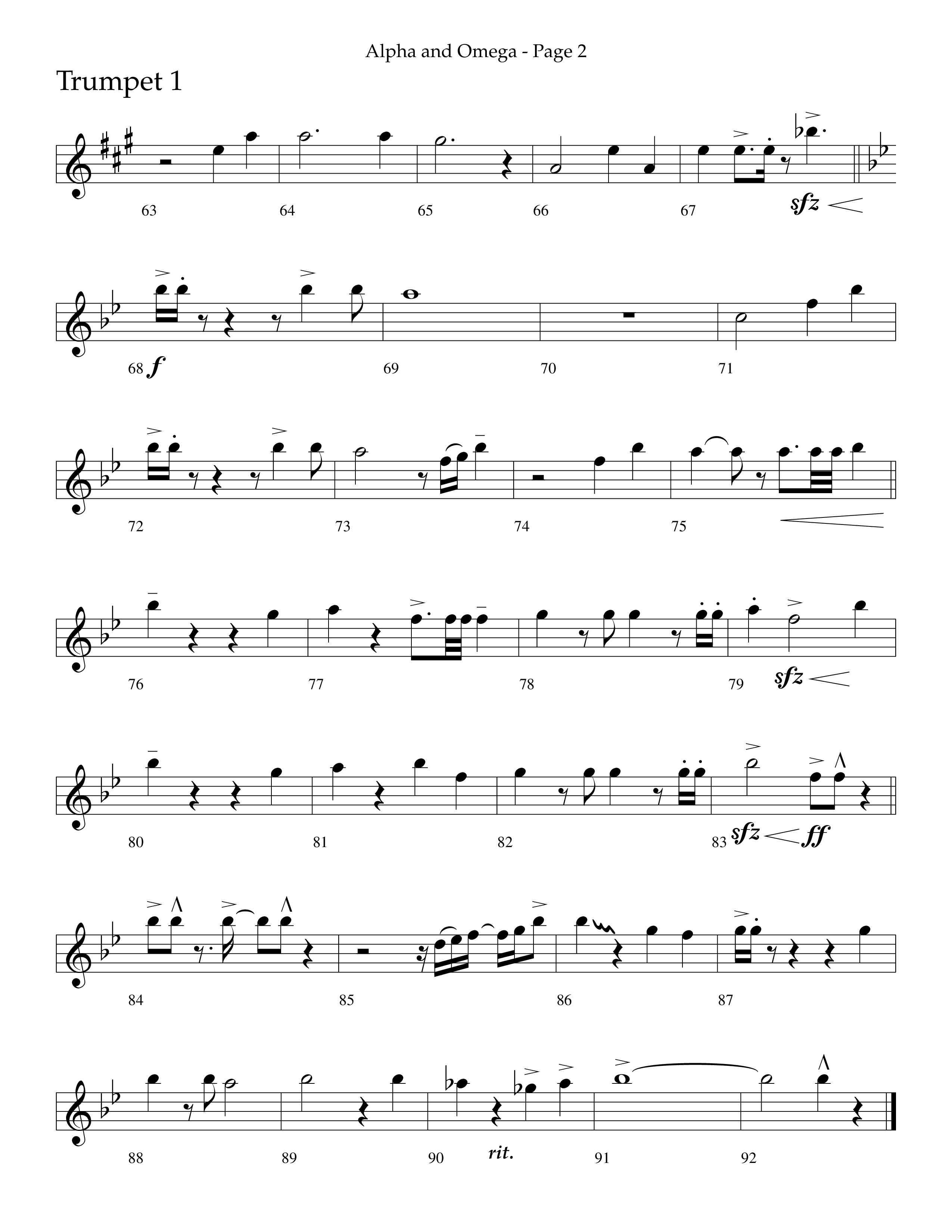 Alpha And Omega (Choral Anthem SATB) Trumpet 1 (Lifeway Choral / Arr. Cliff Duren)