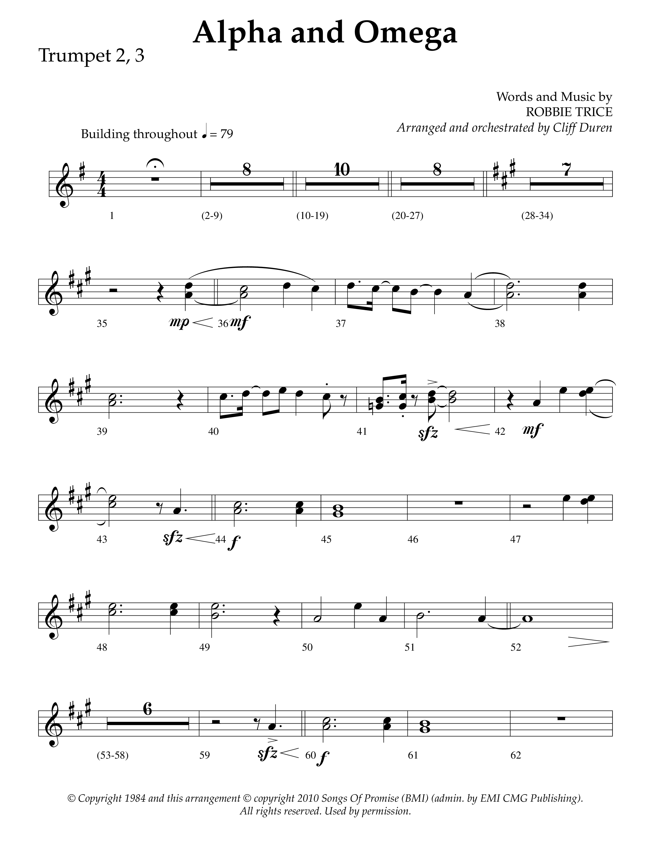 Alpha And Omega (Choral Anthem SATB) Trumpet 2/3 (Lifeway Choral / Arr. Cliff Duren)