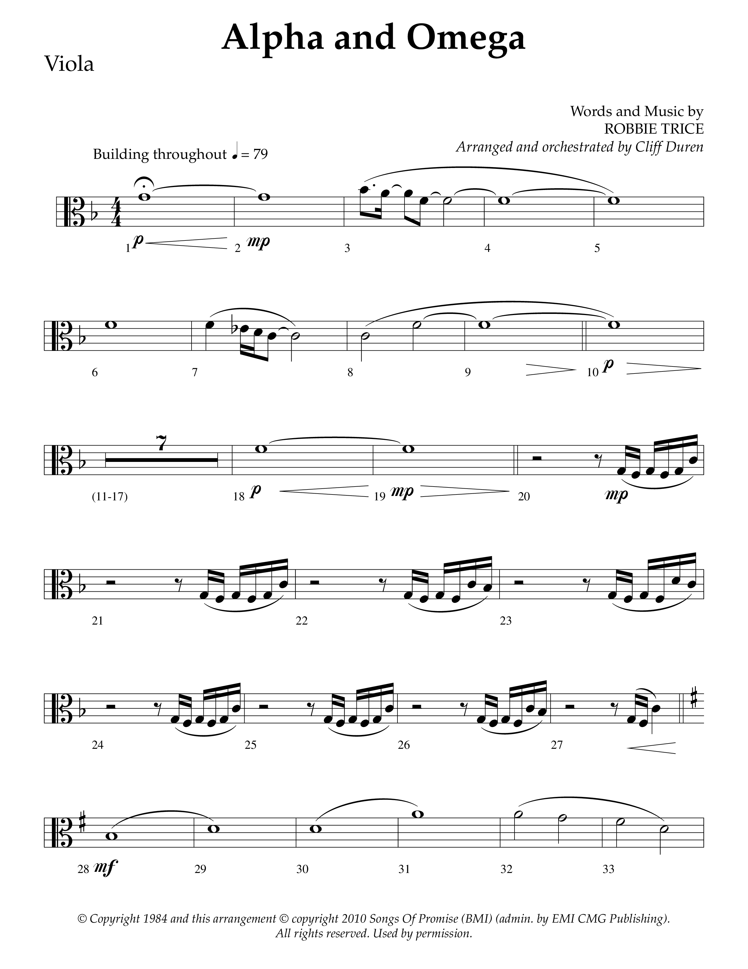 Alpha And Omega (Choral Anthem SATB) Viola (Lifeway Choral / Arr. Cliff Duren)