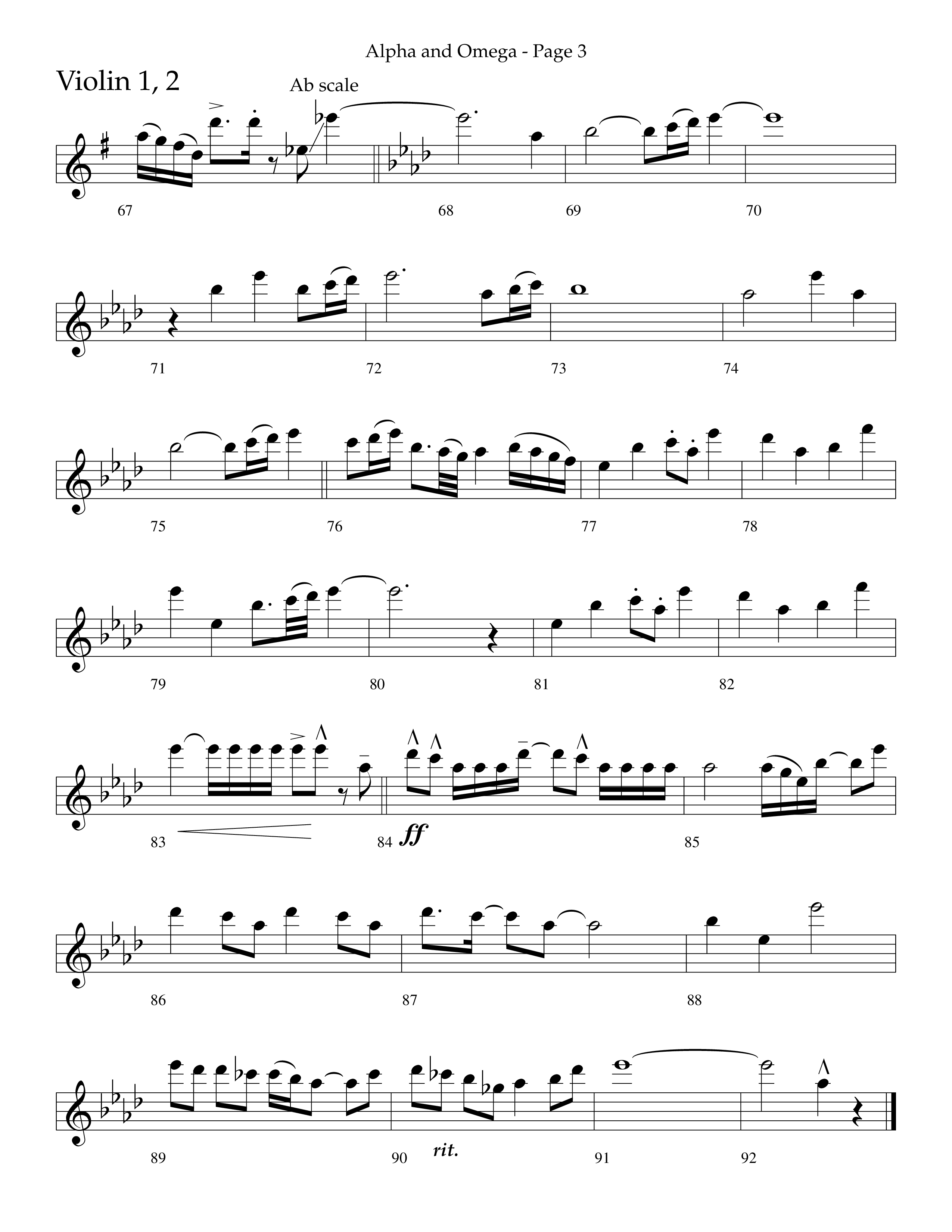 Alpha And Omega (Choral Anthem SATB) Violin 1/2 (Lifeway Choral / Arr. Cliff Duren)