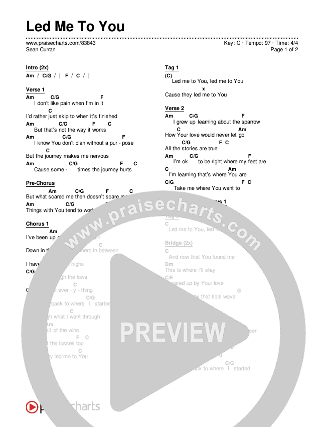 Led Me To You Chords & Lyrics (Sean Curran)