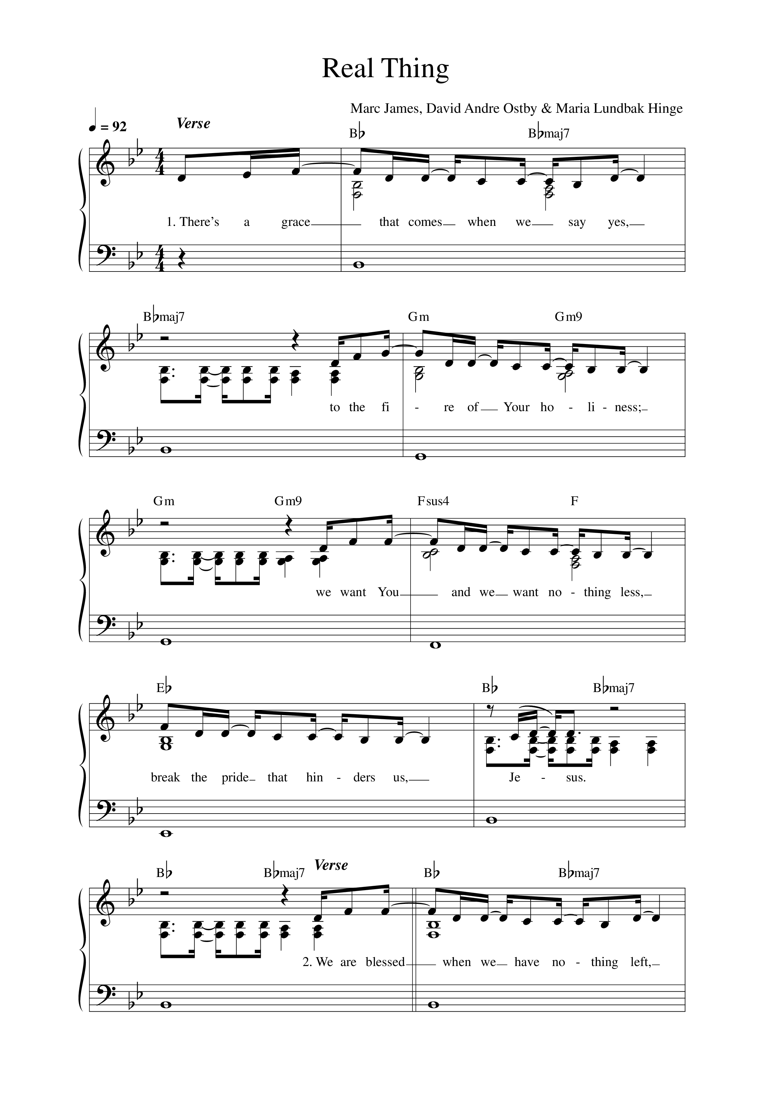 Real Thing Lead Sheet Melody (Vineyard Worship)
